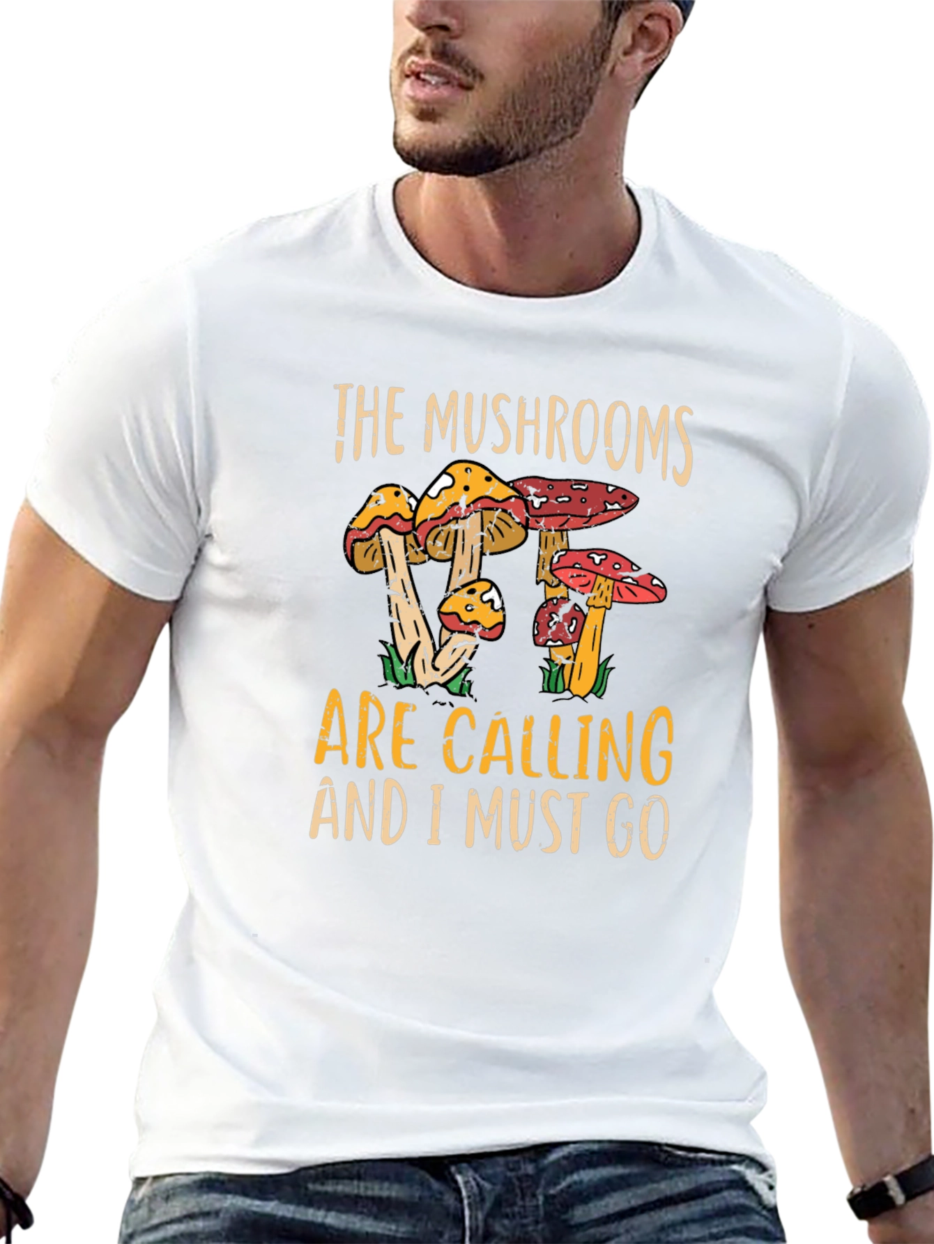 The Mushrooms Are Calling Black Graphic Tee