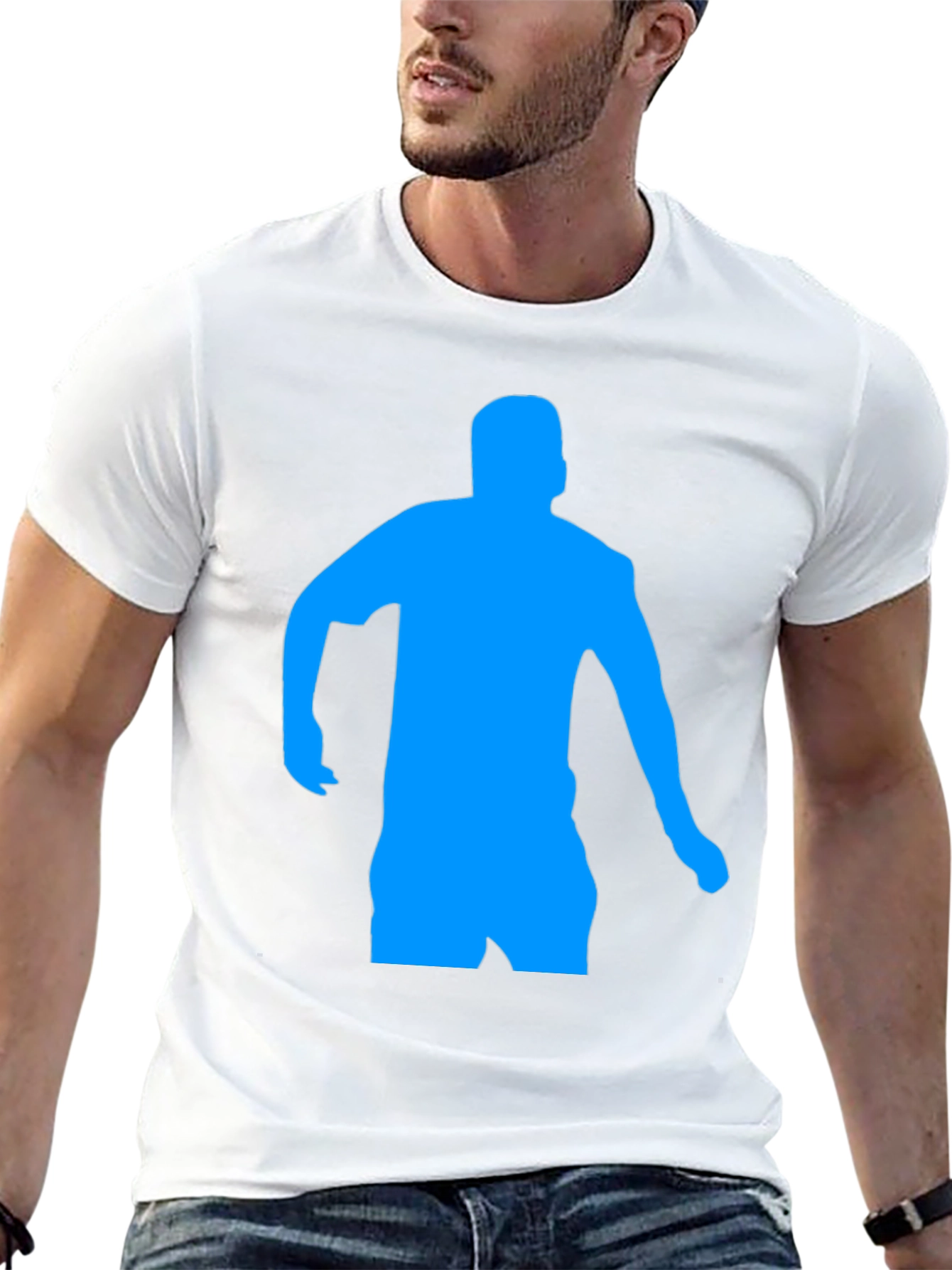Mens Black T-Shirt with Blue Silhouette