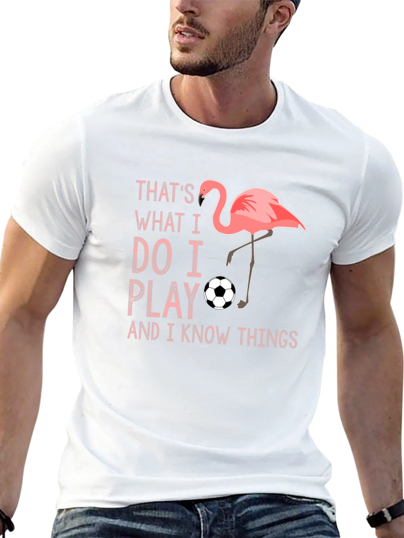 Flamingo Soccer Player Novelty Graphic T-Shirt