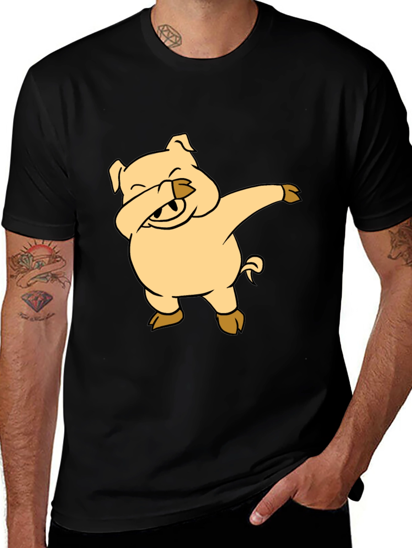 Dabbing Pig Graphic T-Shirt - Funny Animal Tee