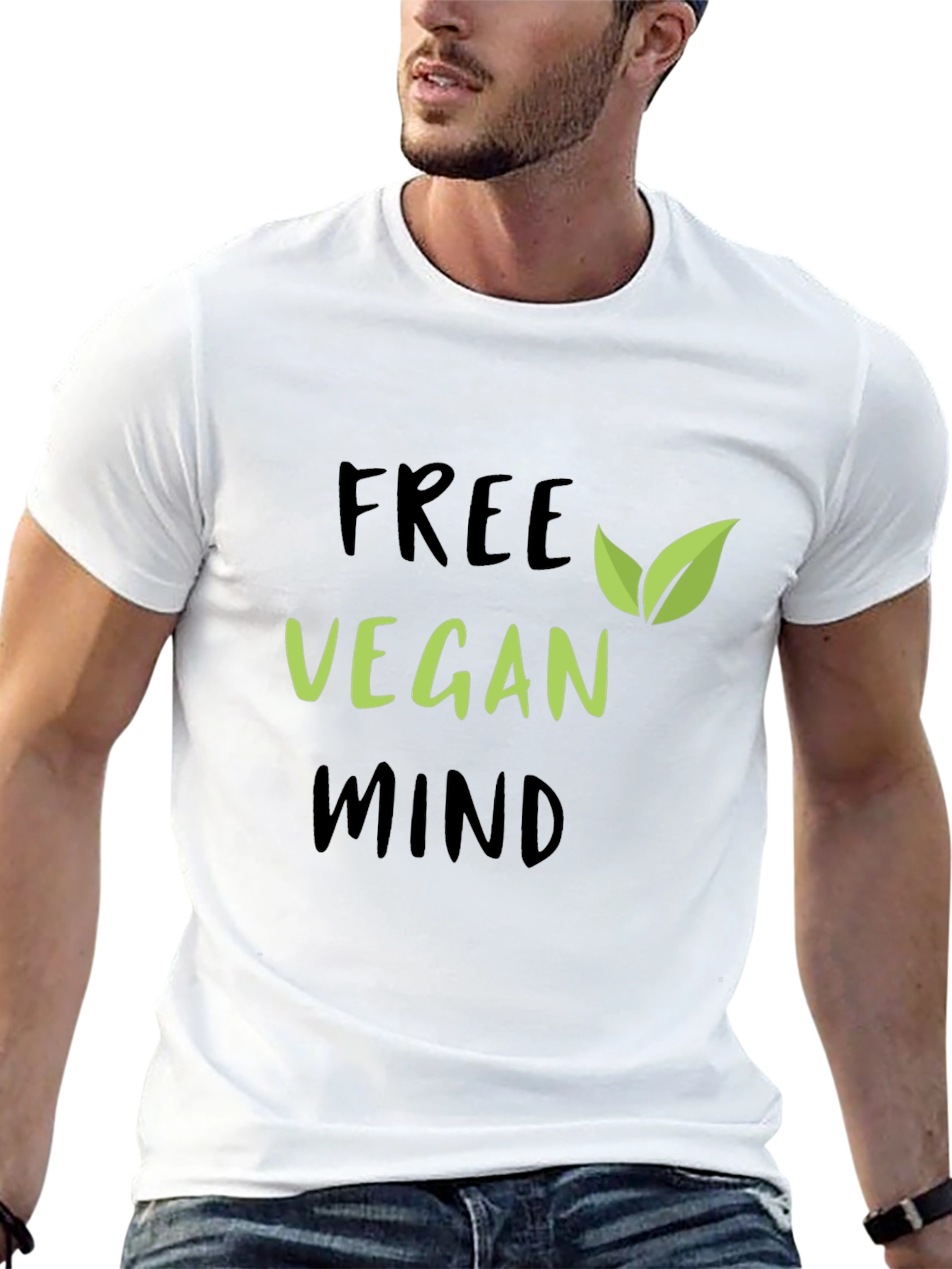 Free Vegan Mind Graphic Tee - Black Cotton T-Shirt