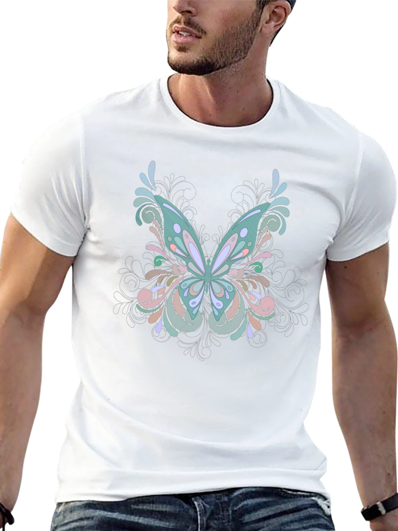Butterfly Swirl Black T-Shirt