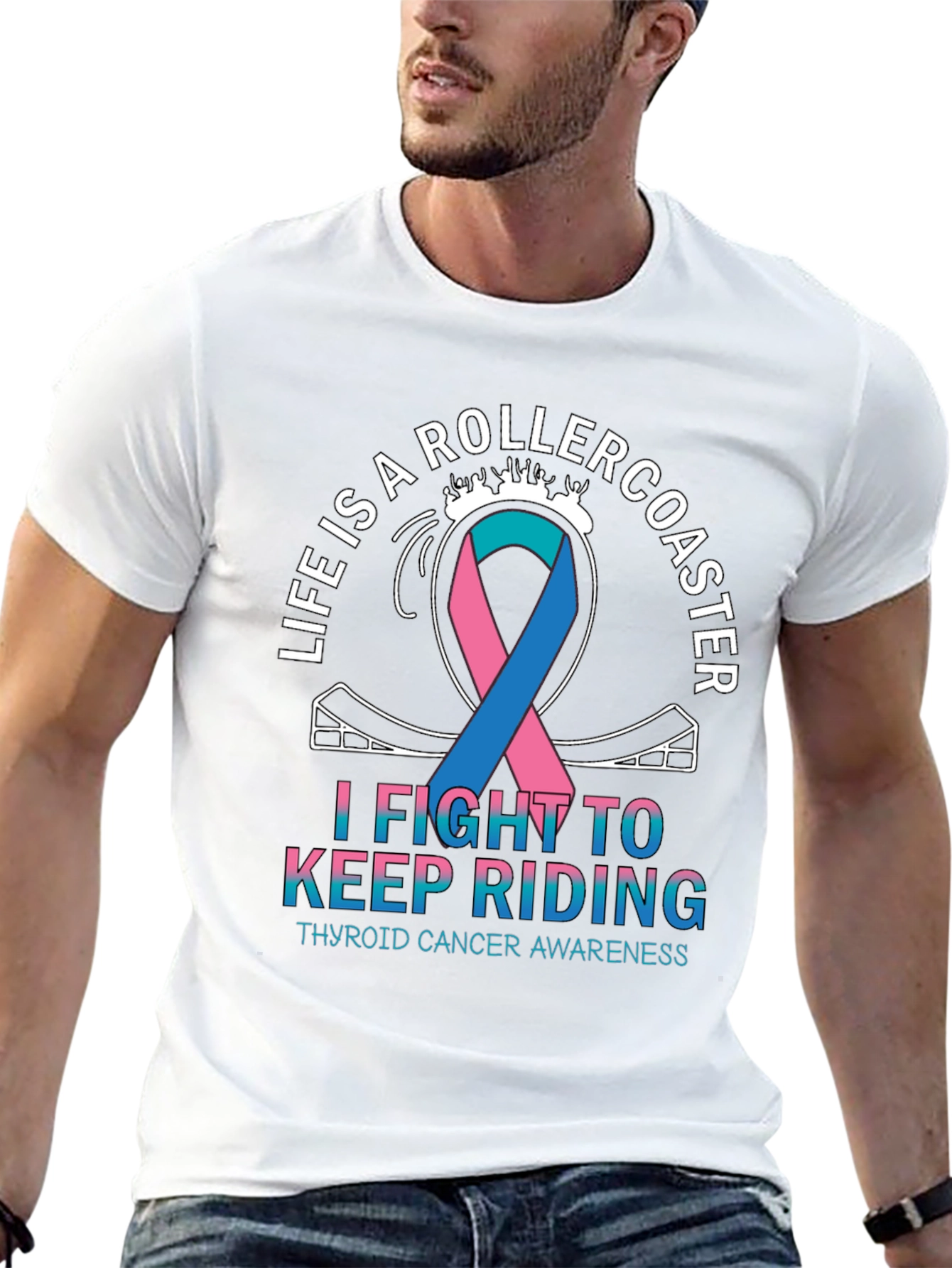 Thyroid Cancer Awareness Rollercoaster T-Shirt