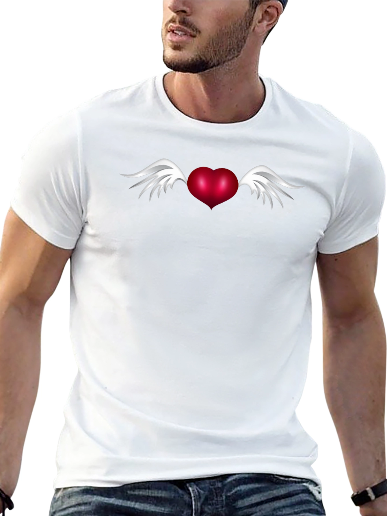 Winged Heart Graphic Tee - Black Cotton Blend Shirt