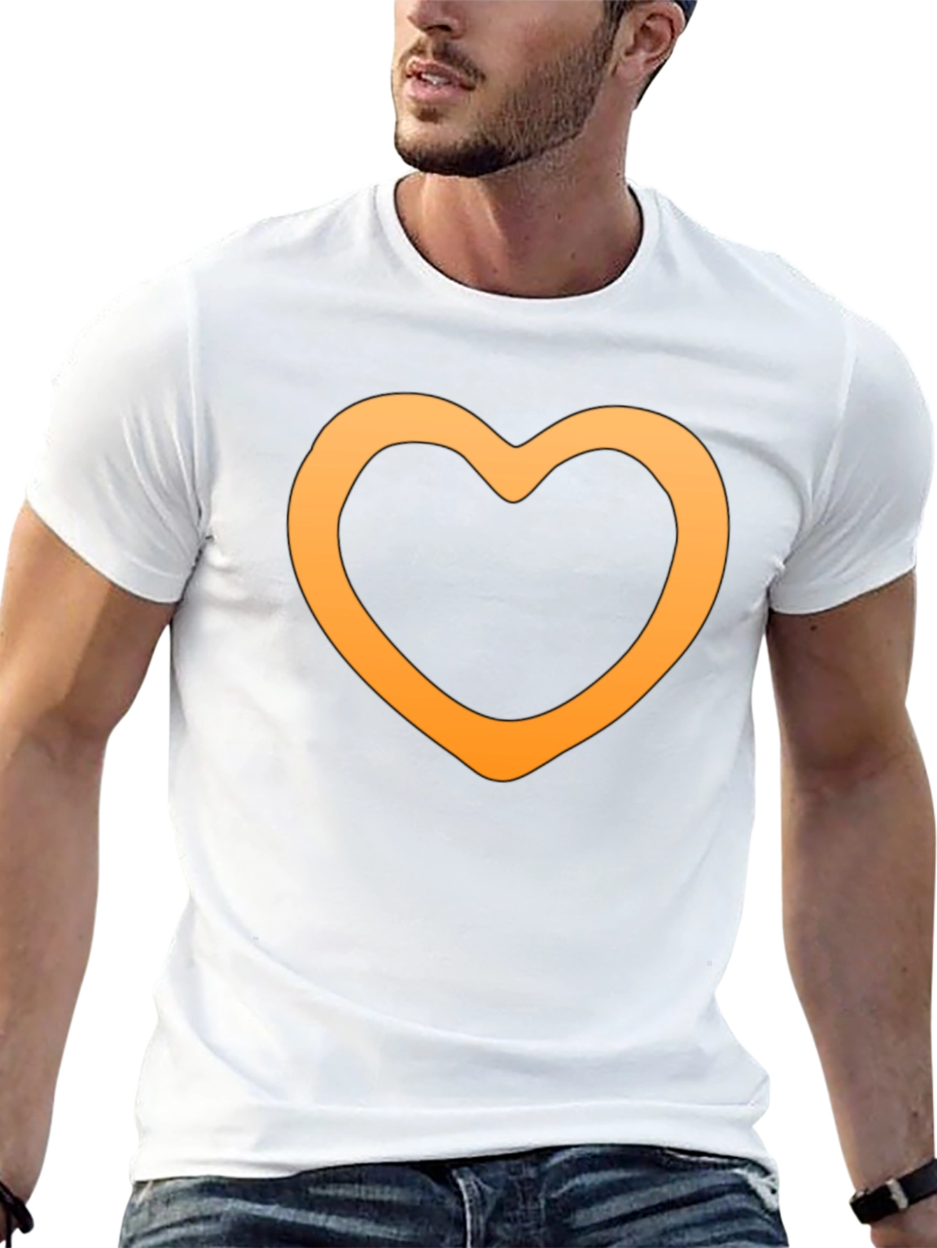 Heart Outline Graphic Tee - Stylish Black T-Shirt