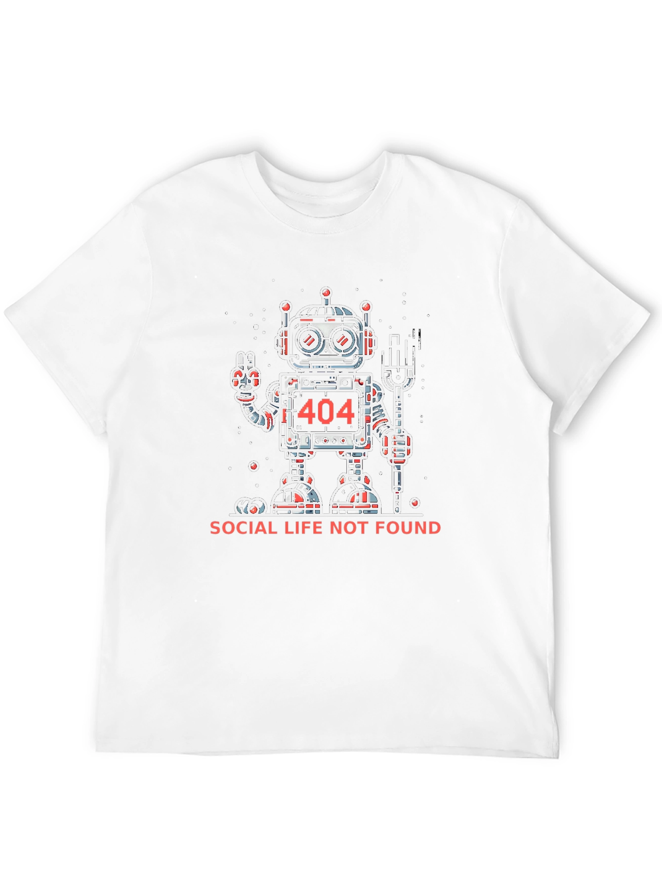 Social Life Not Found Robot Graphic T-Shirt