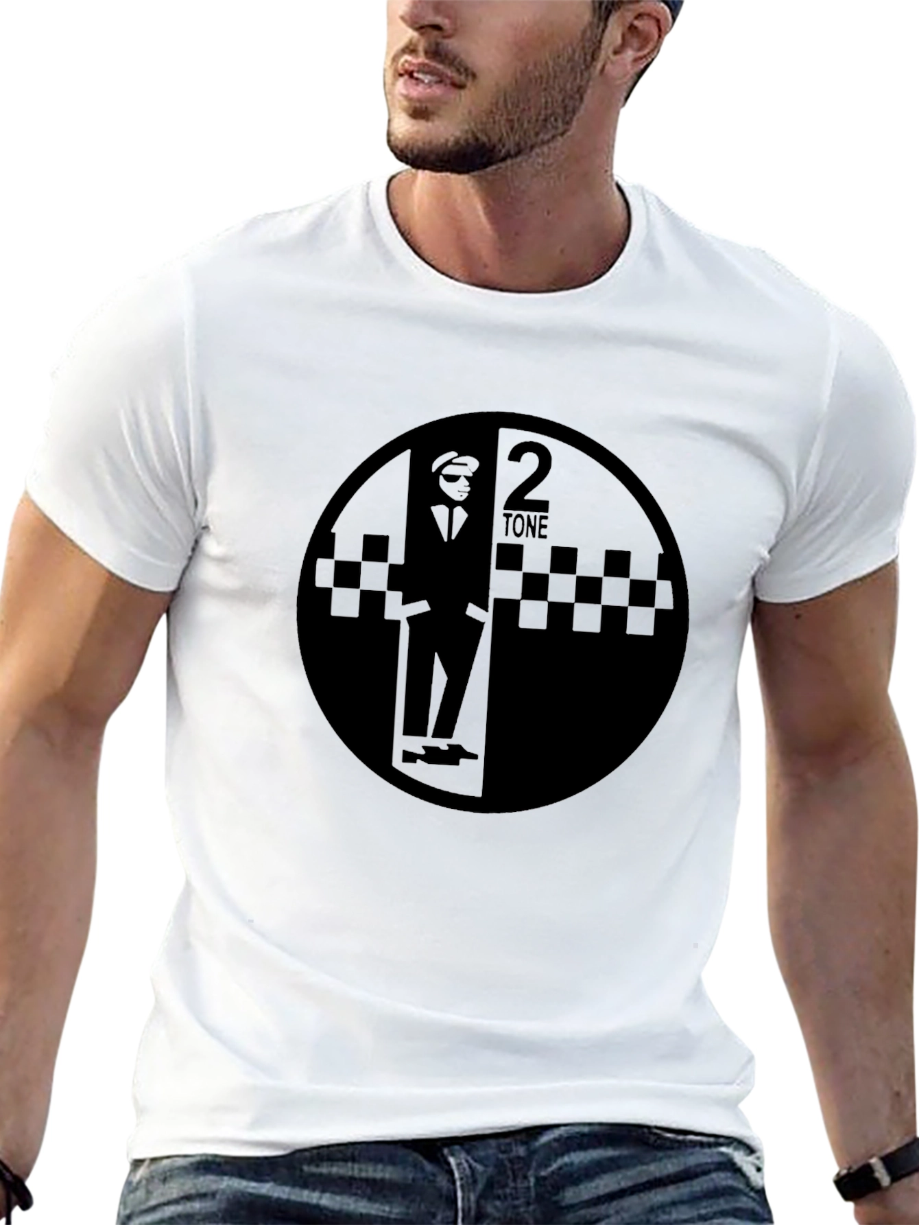 2 Tone Graphic T-Shirt - Black Round Design