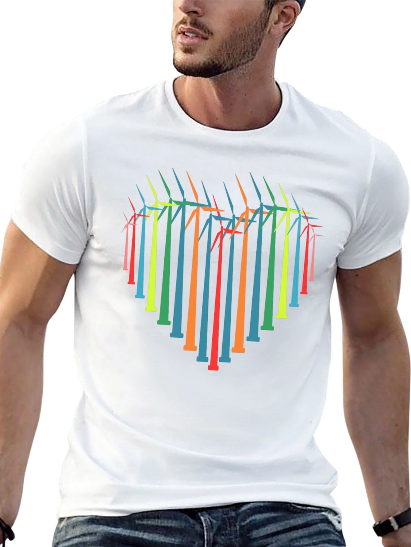Heart Windmill Graphic Tee - Eco-Friendly Style