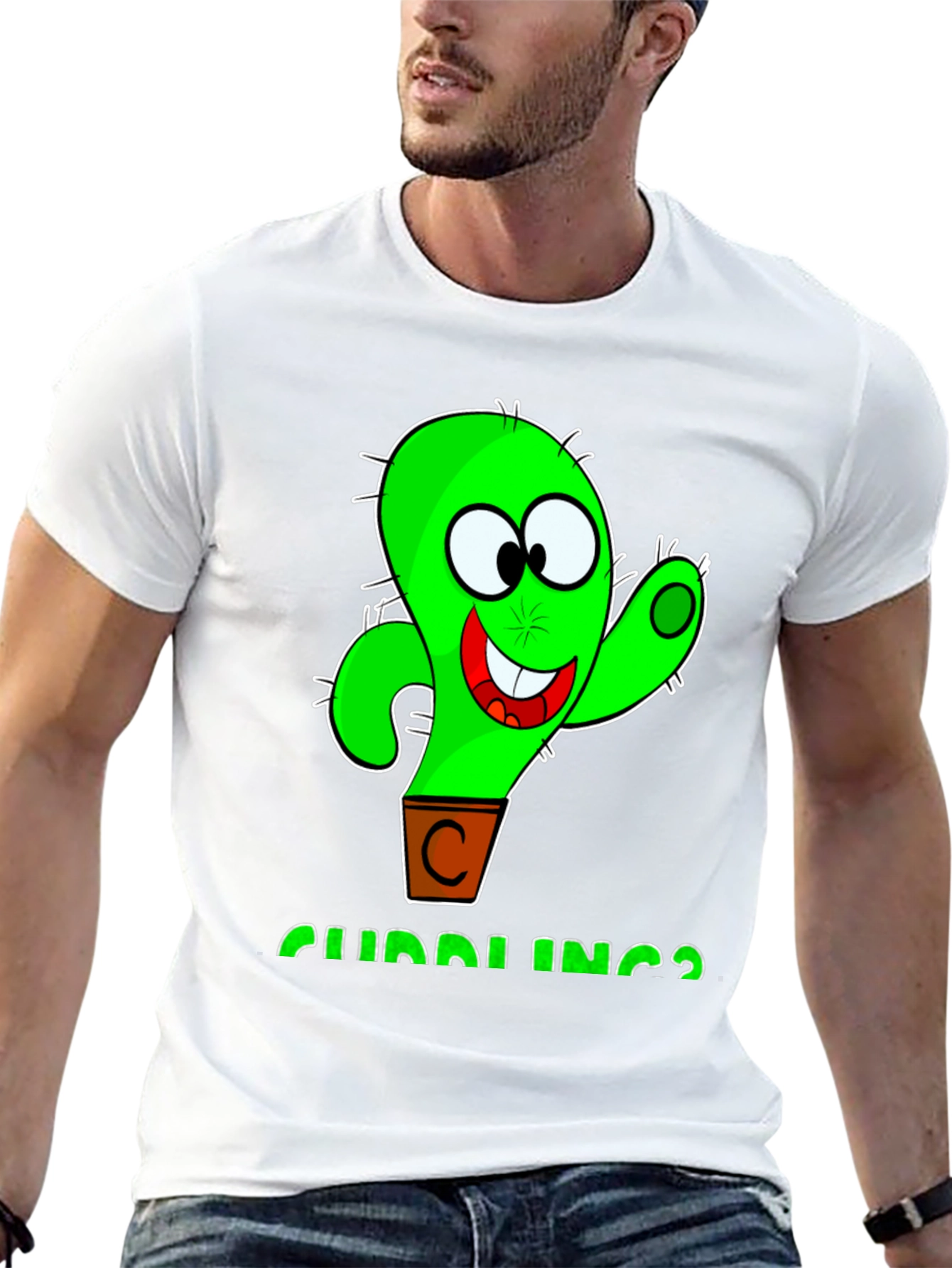 Cuddlings Cactus Graphic T-Shirt - Funny Cartoon Design