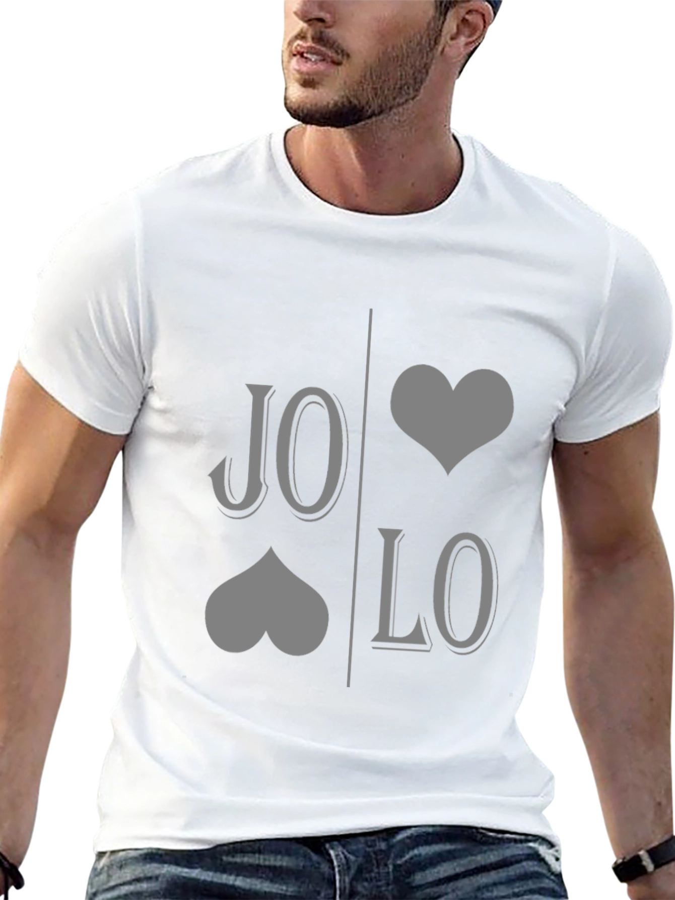 JO LO Love Card Suit Design Black T-Shirt