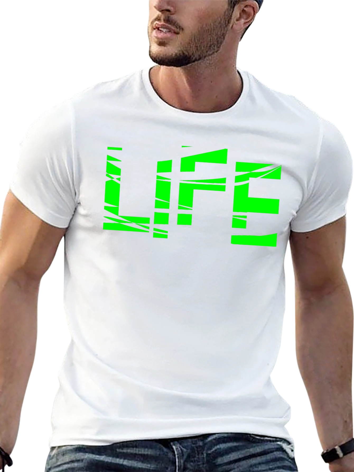 Green LIFE Graphic Black T-Shirt