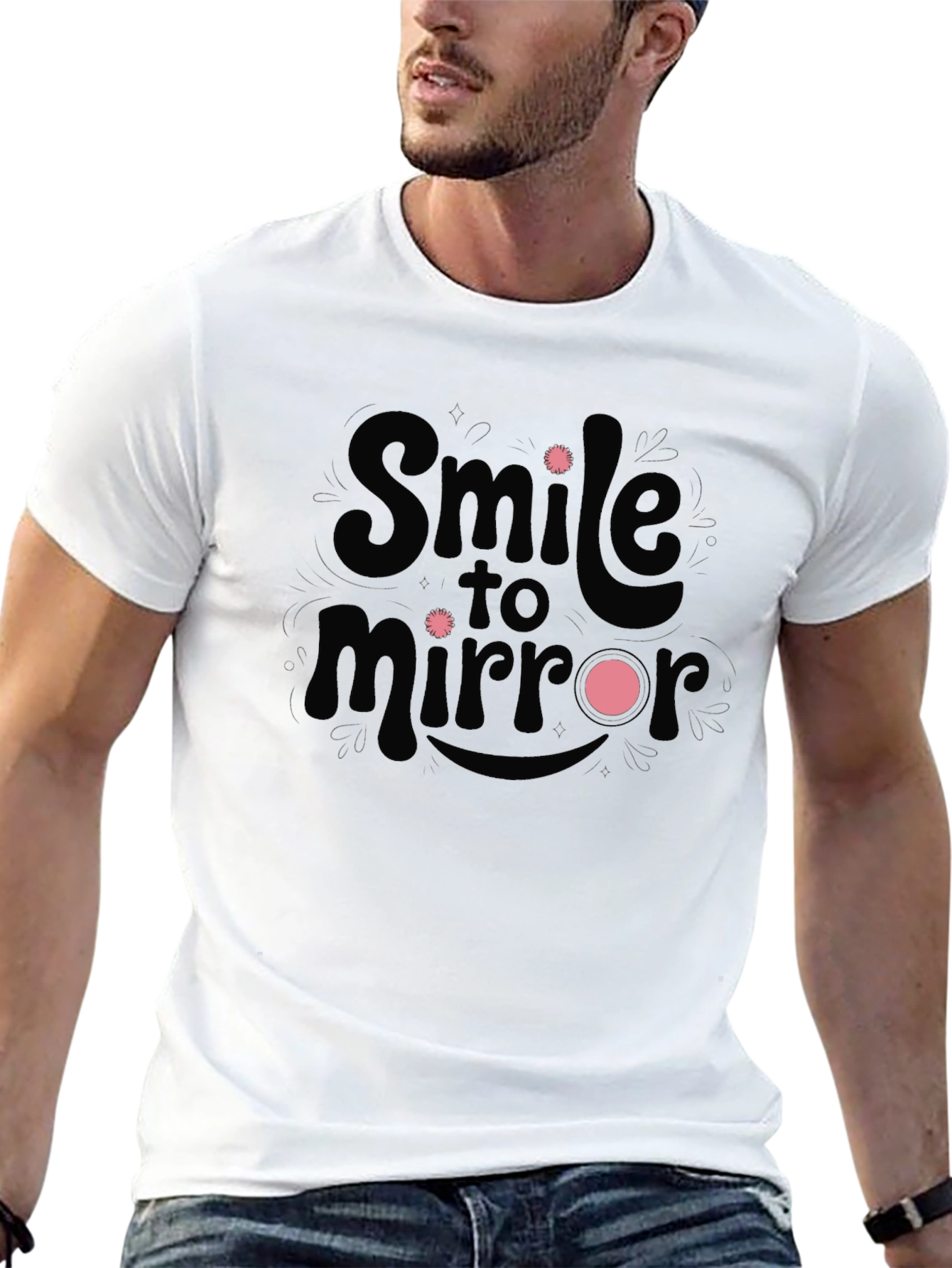 Smile to Mirror Black Graphic Tee