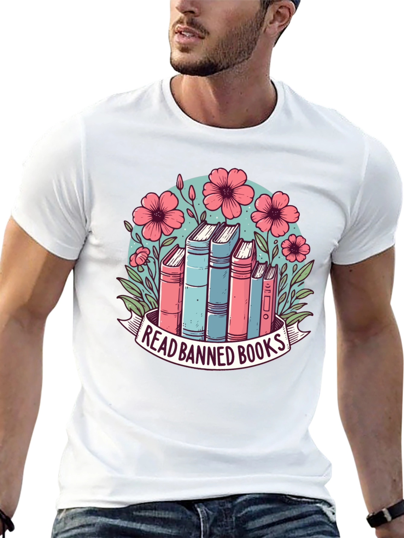 Read Banned Books T-Shirt: Floral Book Lover Tee
