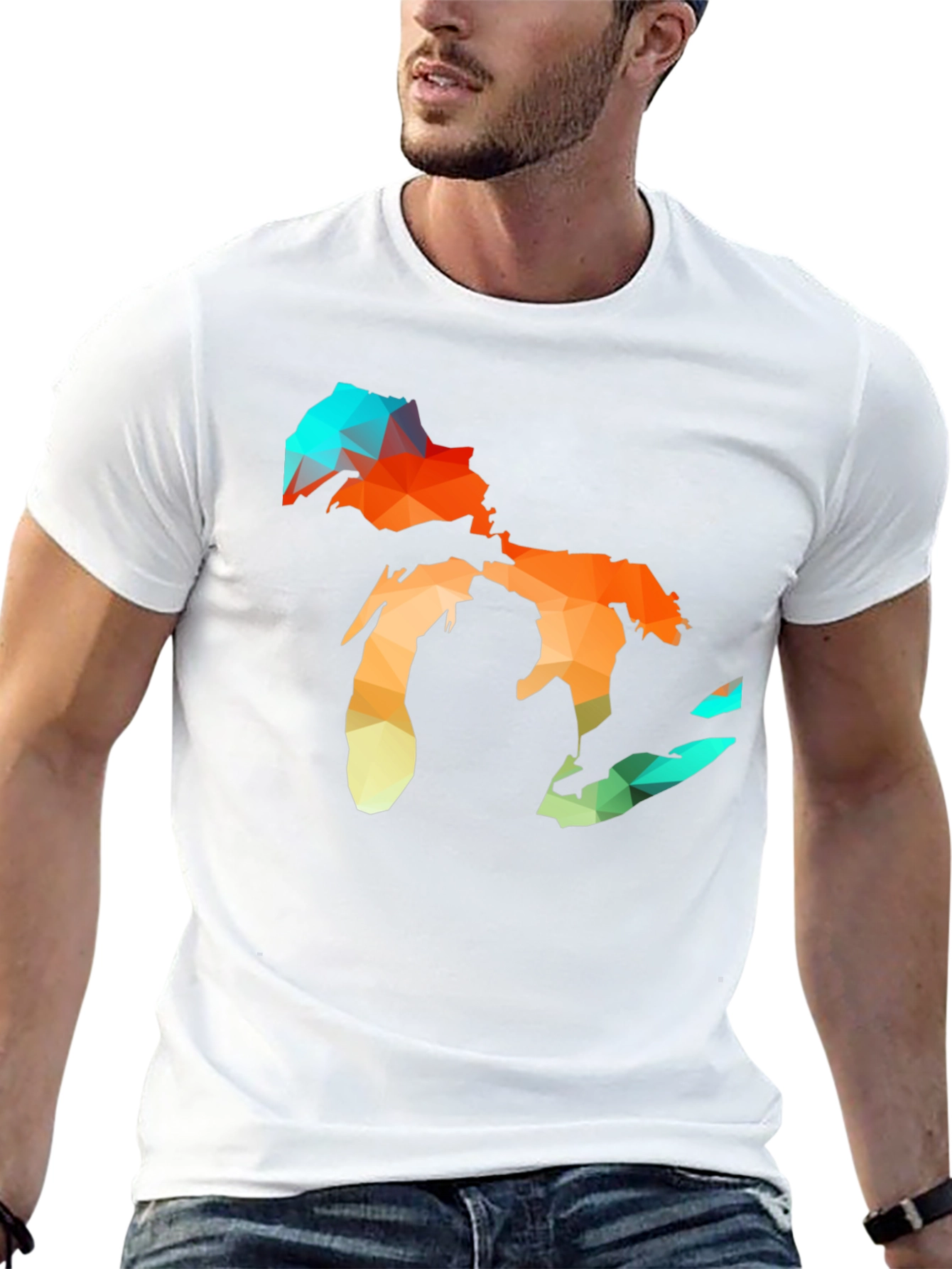 Geometric Great Lakes Black T-Shirt