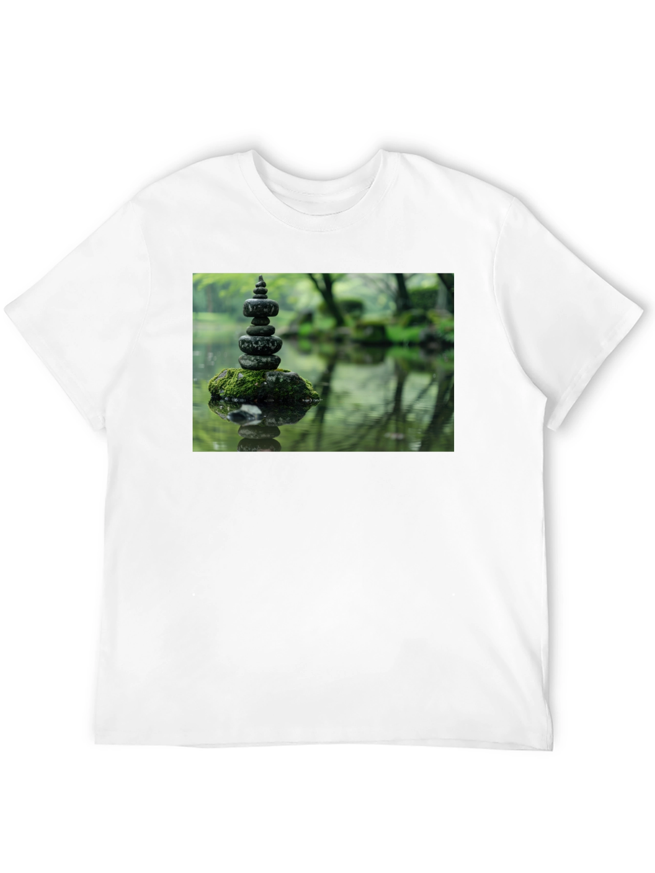 Zen Garden Rocks Graphic Tee - Peaceful Stacked Stones