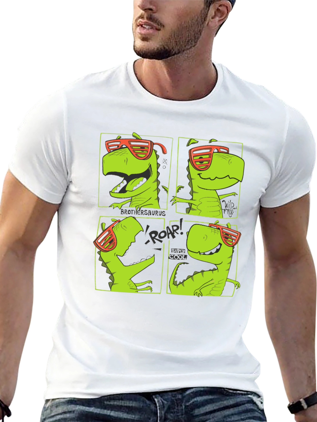 Cool Dinosaur Graphic Print T-Shirt