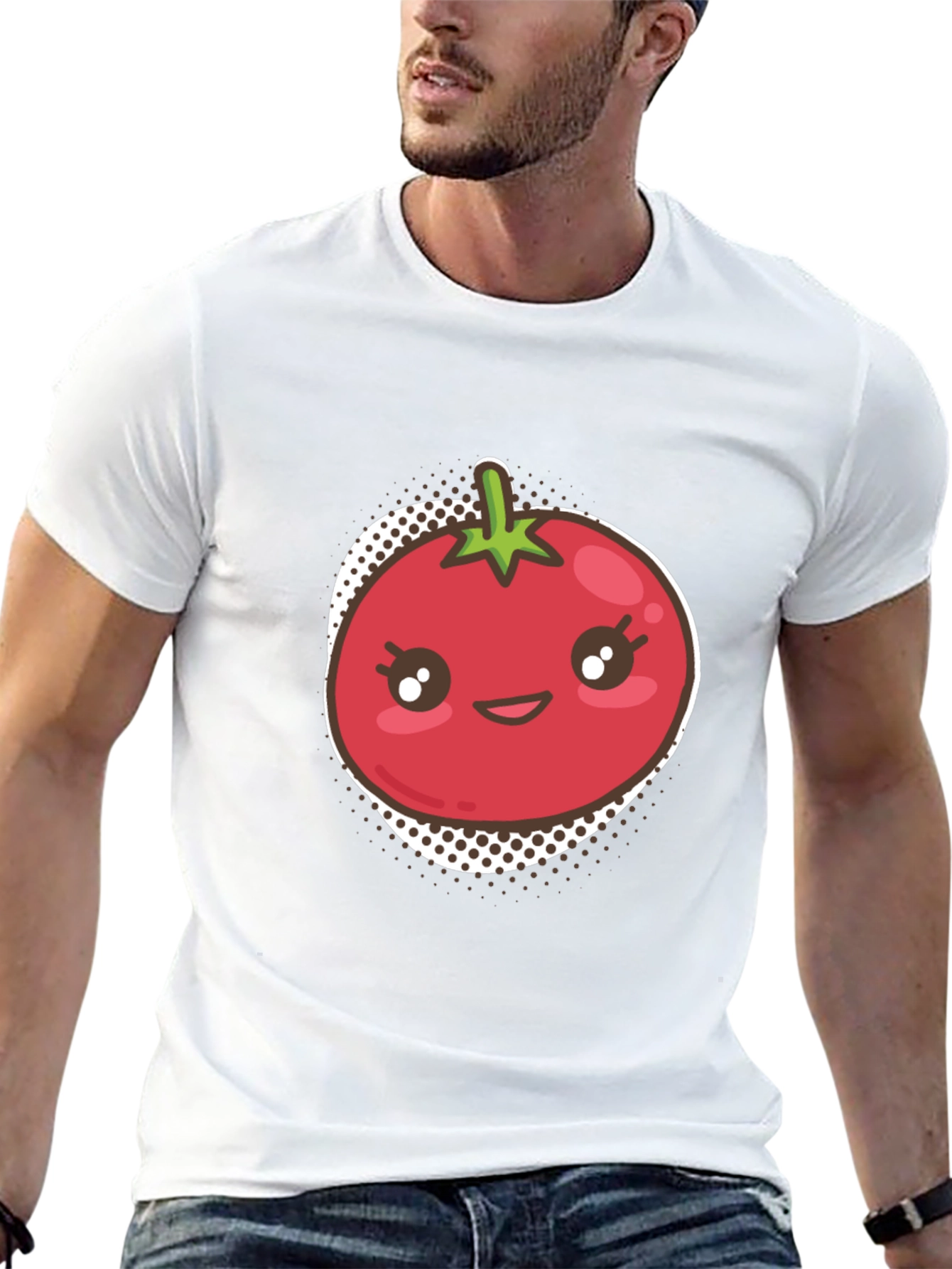 Tomato Kawaii Graphic T-Shirt - Unisex Black Tee
