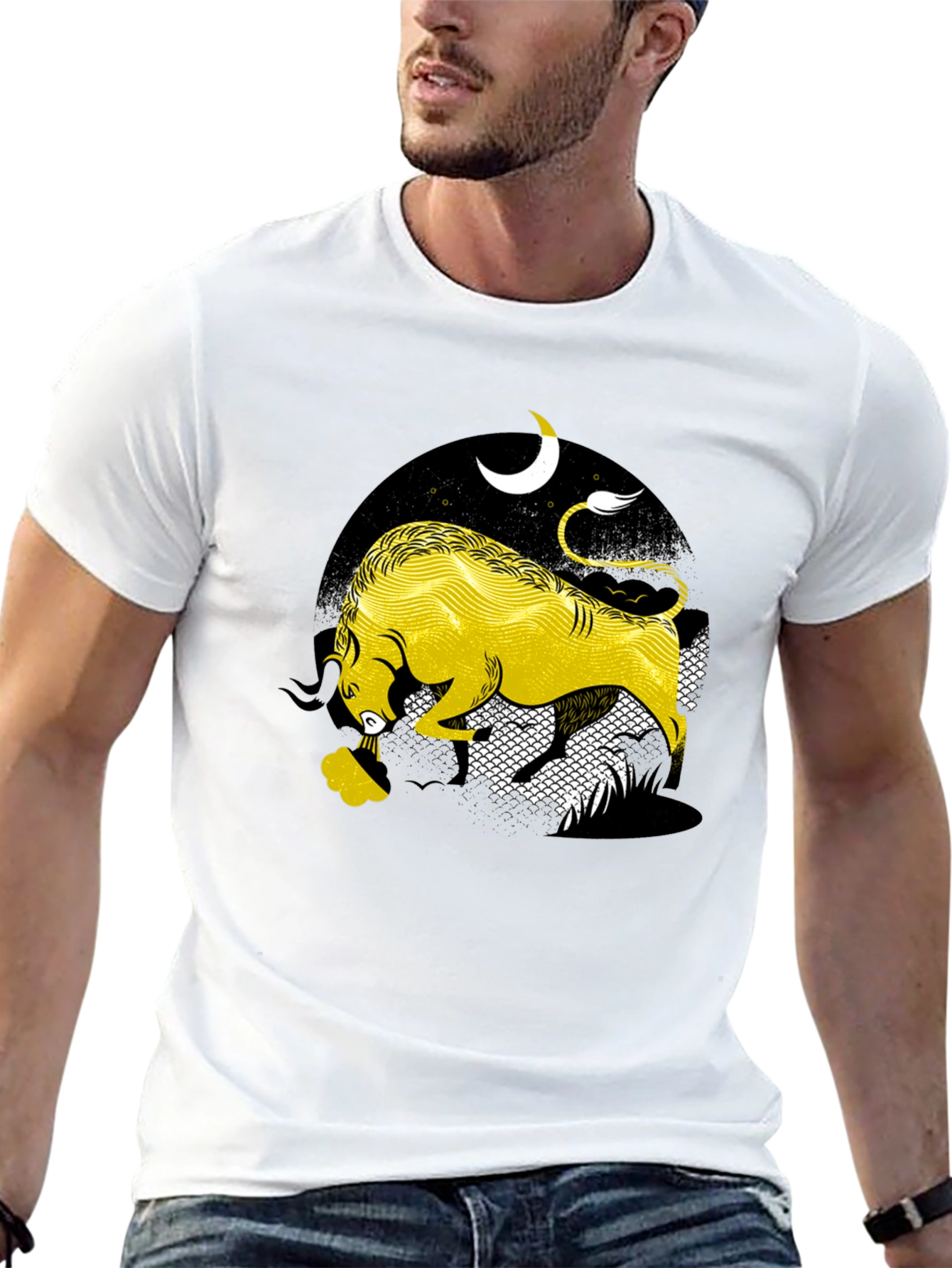 Taurus Zodiac Graphic Tee - Black Cotton Blend