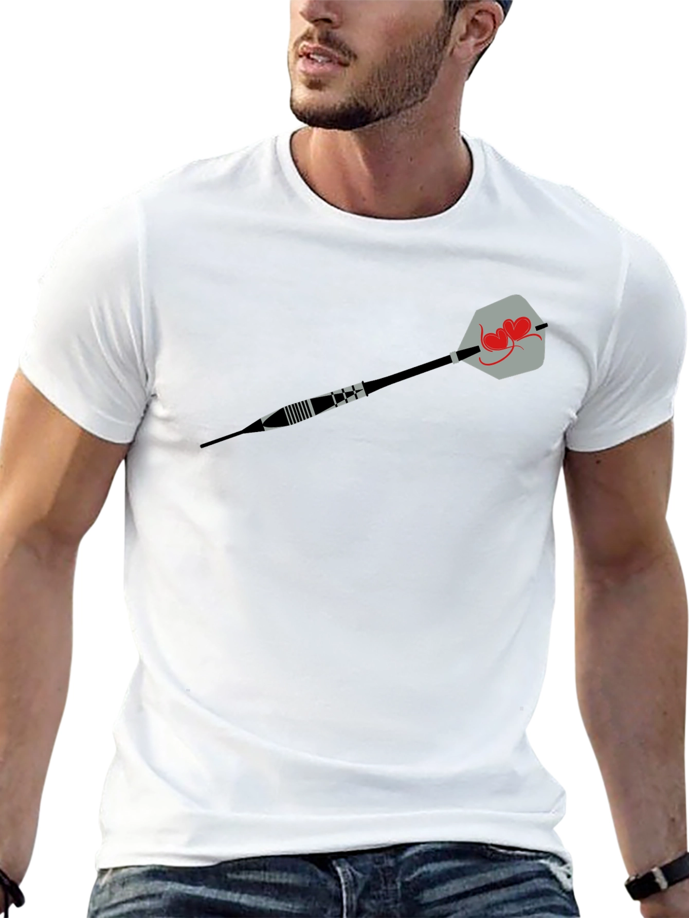 Heart Dart Graphic Tee - Black Cotton Comfort