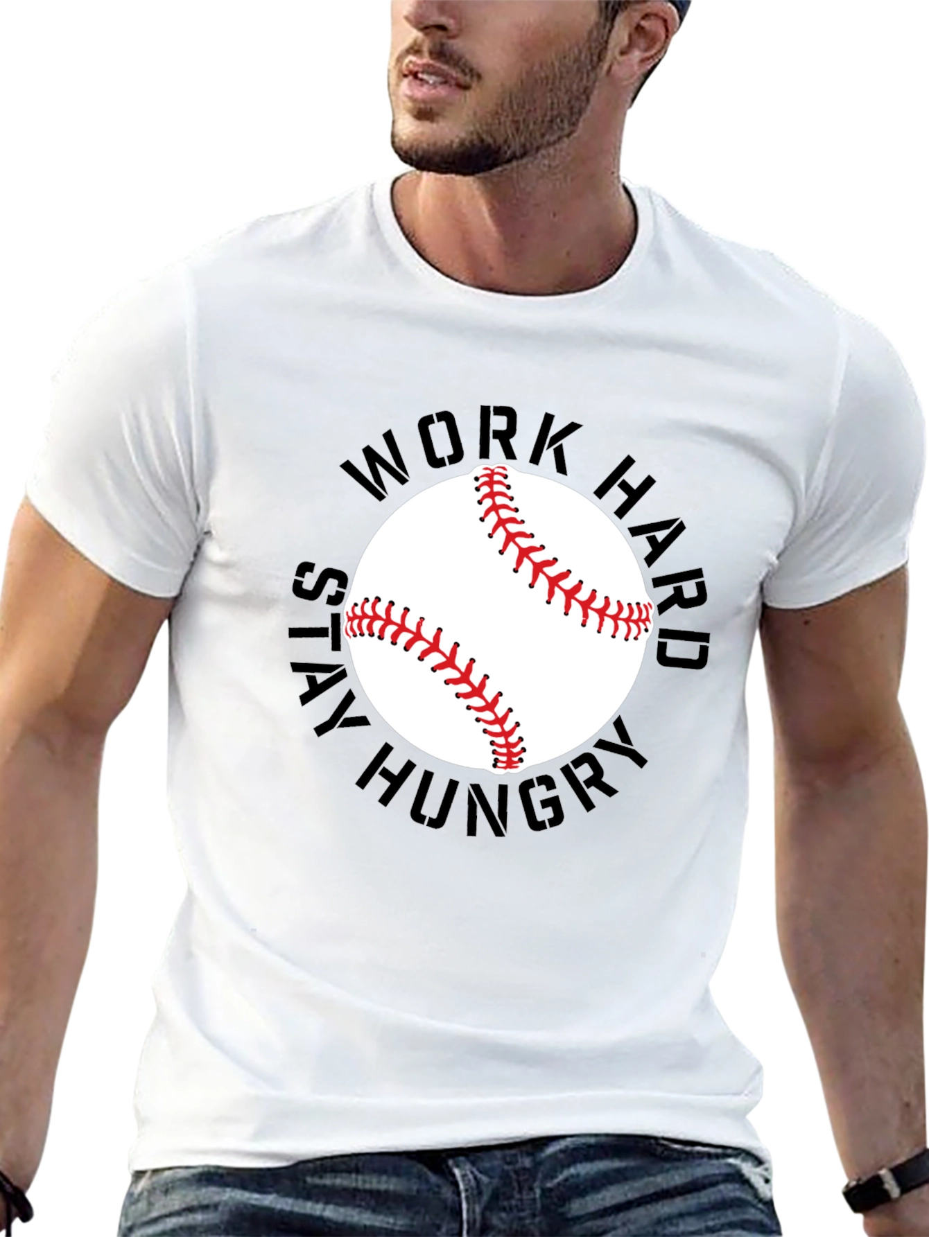 Work Hard Baseball Graphic Tee - Black