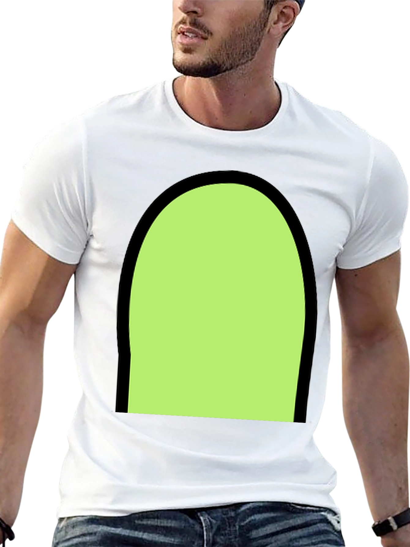 Black T-Shirt with Green Arch Graphic
