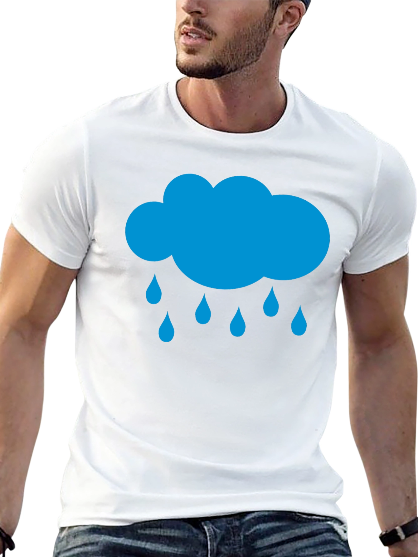 Rain Cloud Graphic Tee - Black Cotton T-Shirt