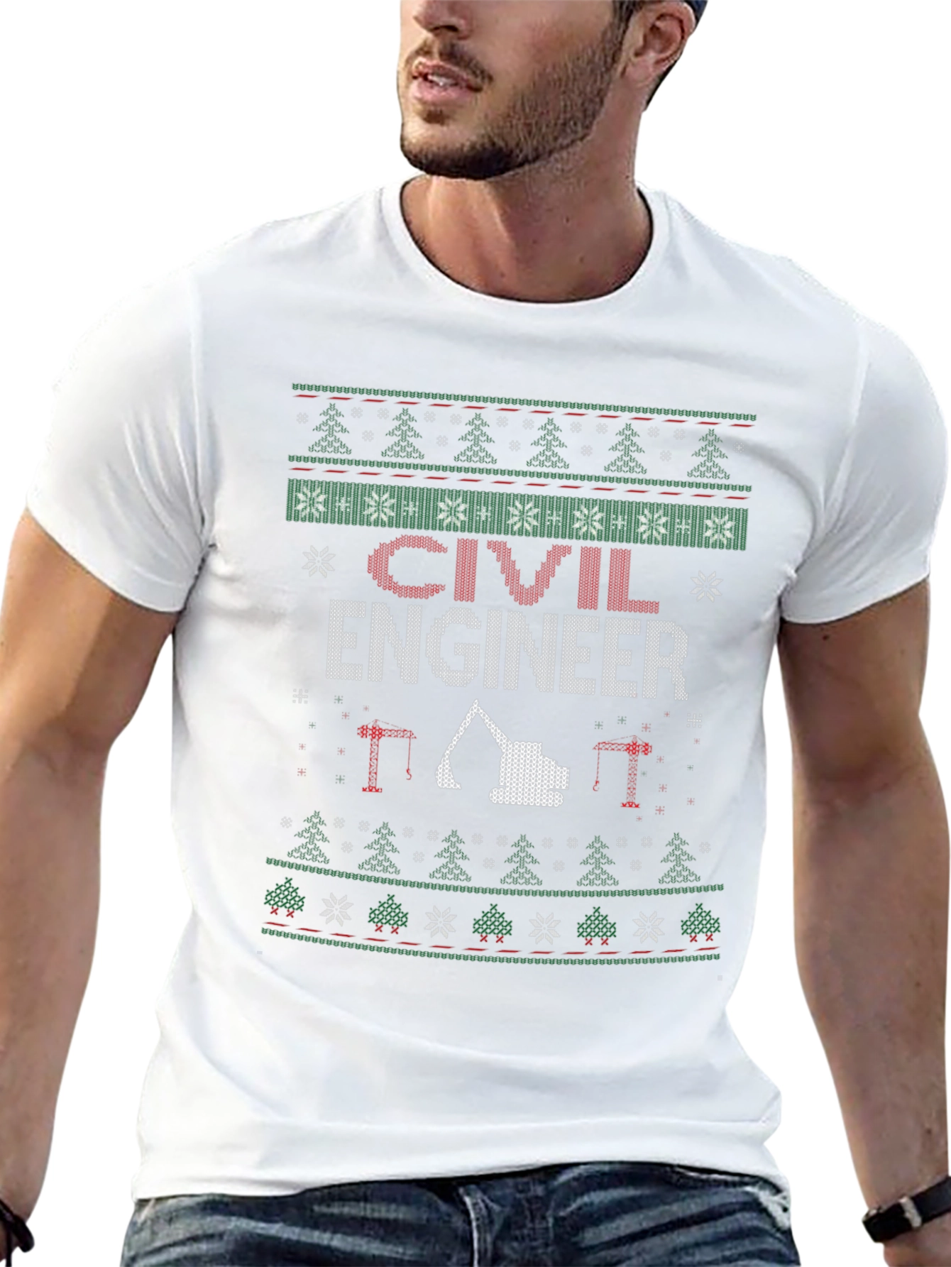 Civil Engineer Ugly Christmas Sweater T-Shirt