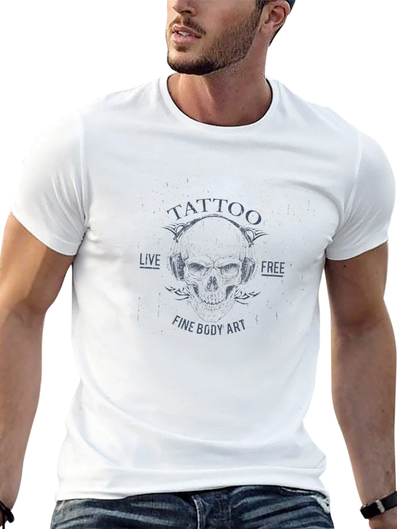 Tattoo Art Skull Graphic Black T-Shirt