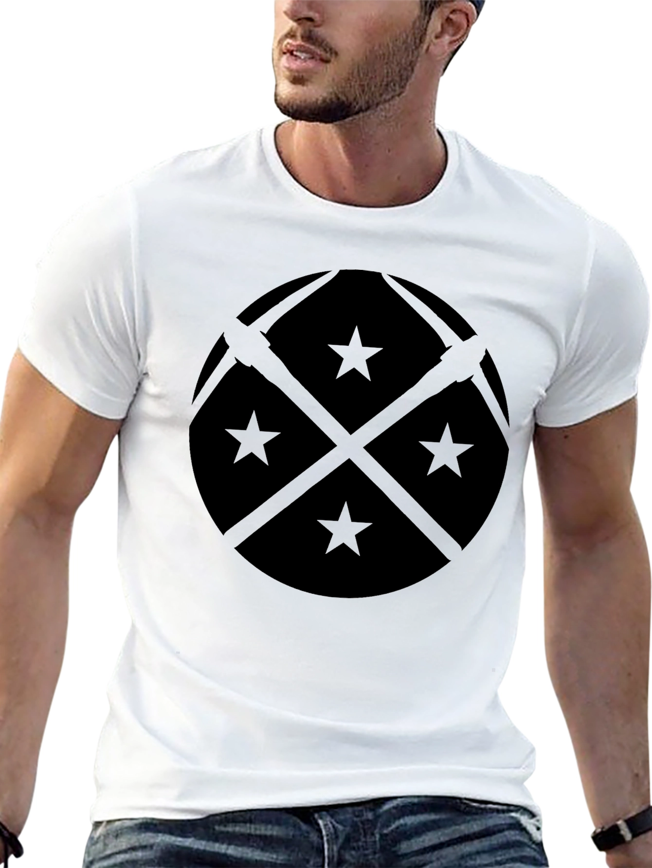 Black Denver Pickaxes & Stars Graphic T-Shirt