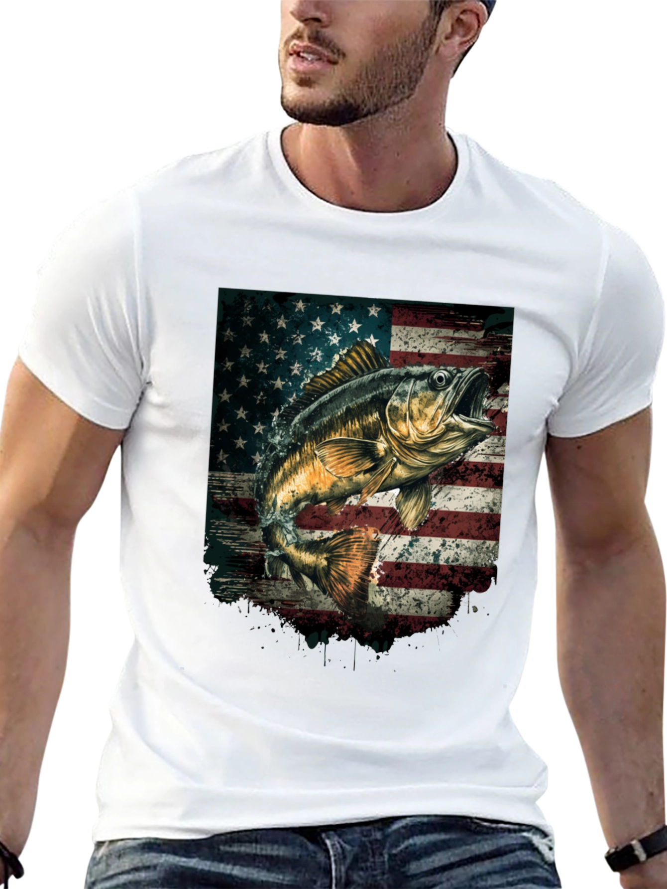 American Flag Bass Fishing T-Shirt