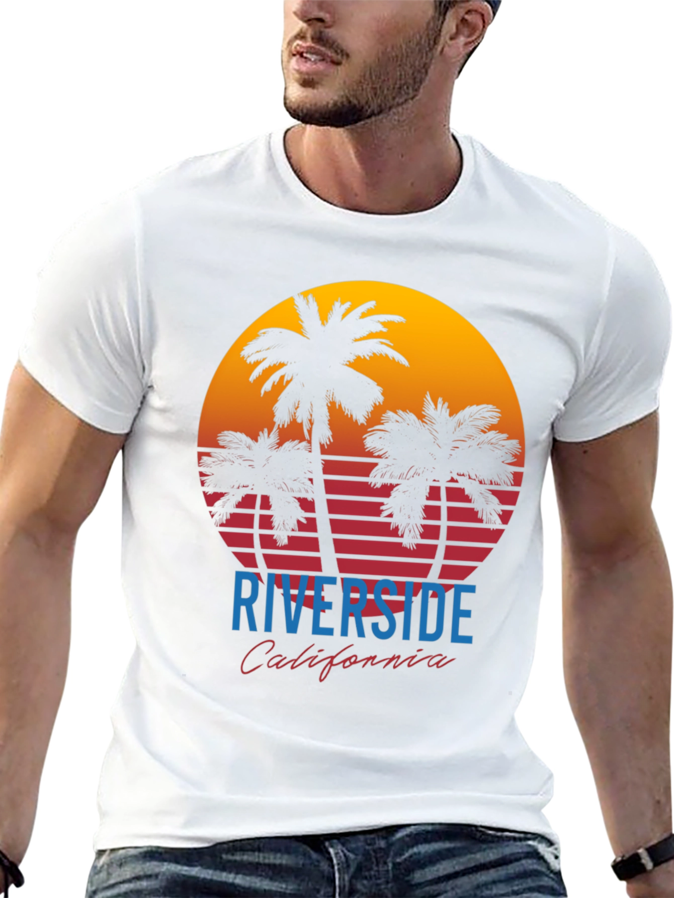 Riverside California Retro Sunset Graphic T-Shirt