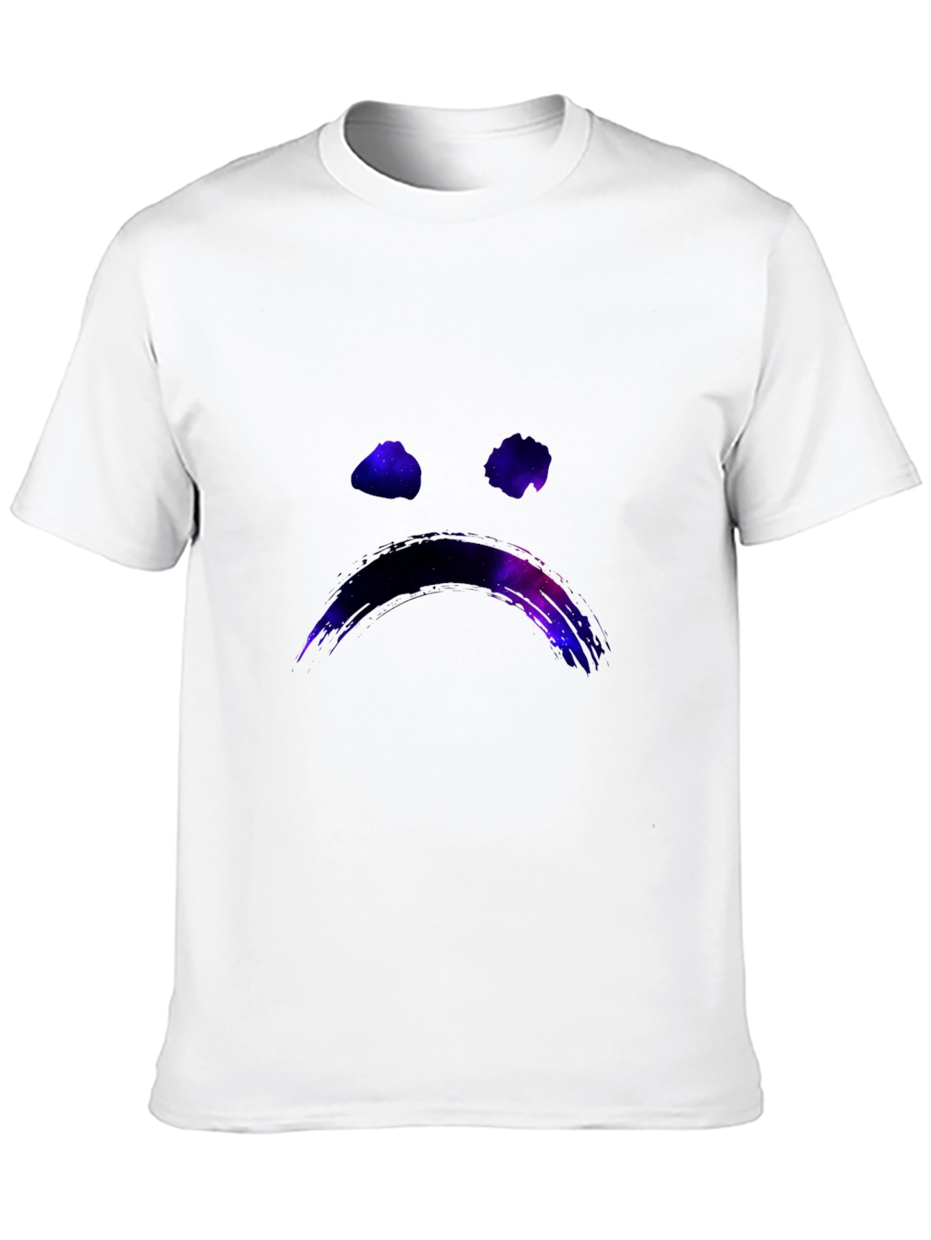 Galaxy Sad Face Graphic Black T-Shirt