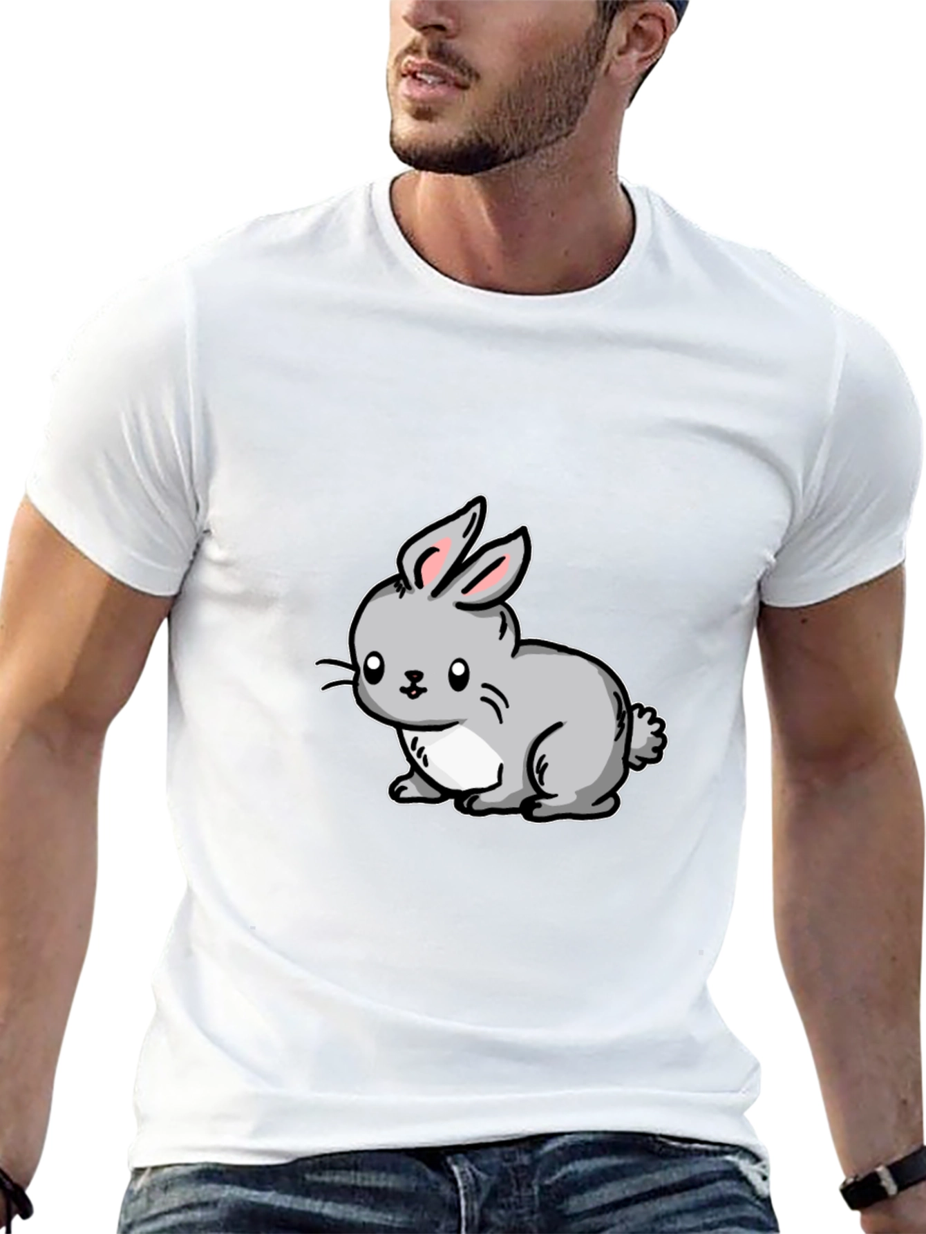 Cute Cartoon Rabbit Graphic T-Shirt