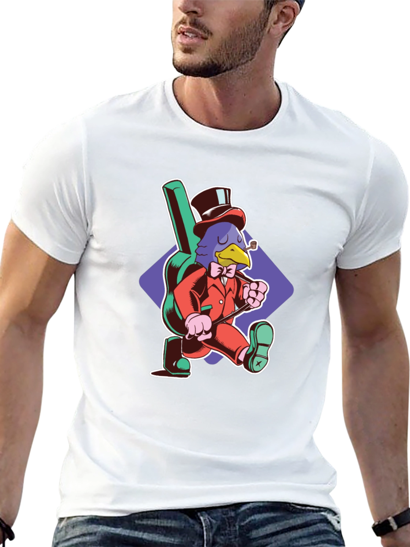 Stylish Crow Graphic Tee - Black Cotton T-Shirt