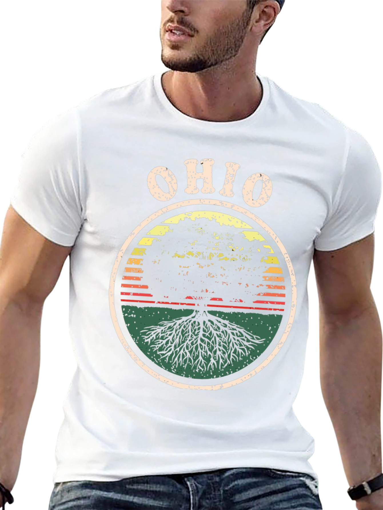 Ohio Tree Roots Retro Graphic T-Shirt