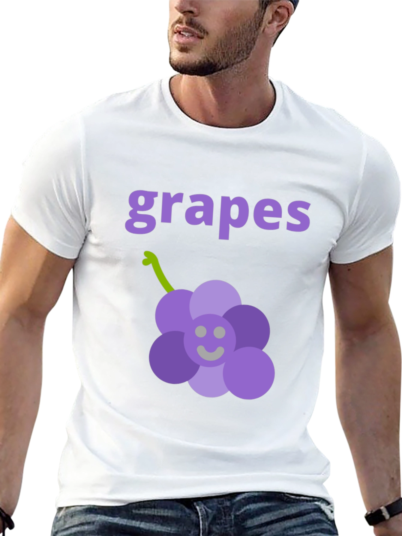 Cute Grapes Graphic Black T-Shirt