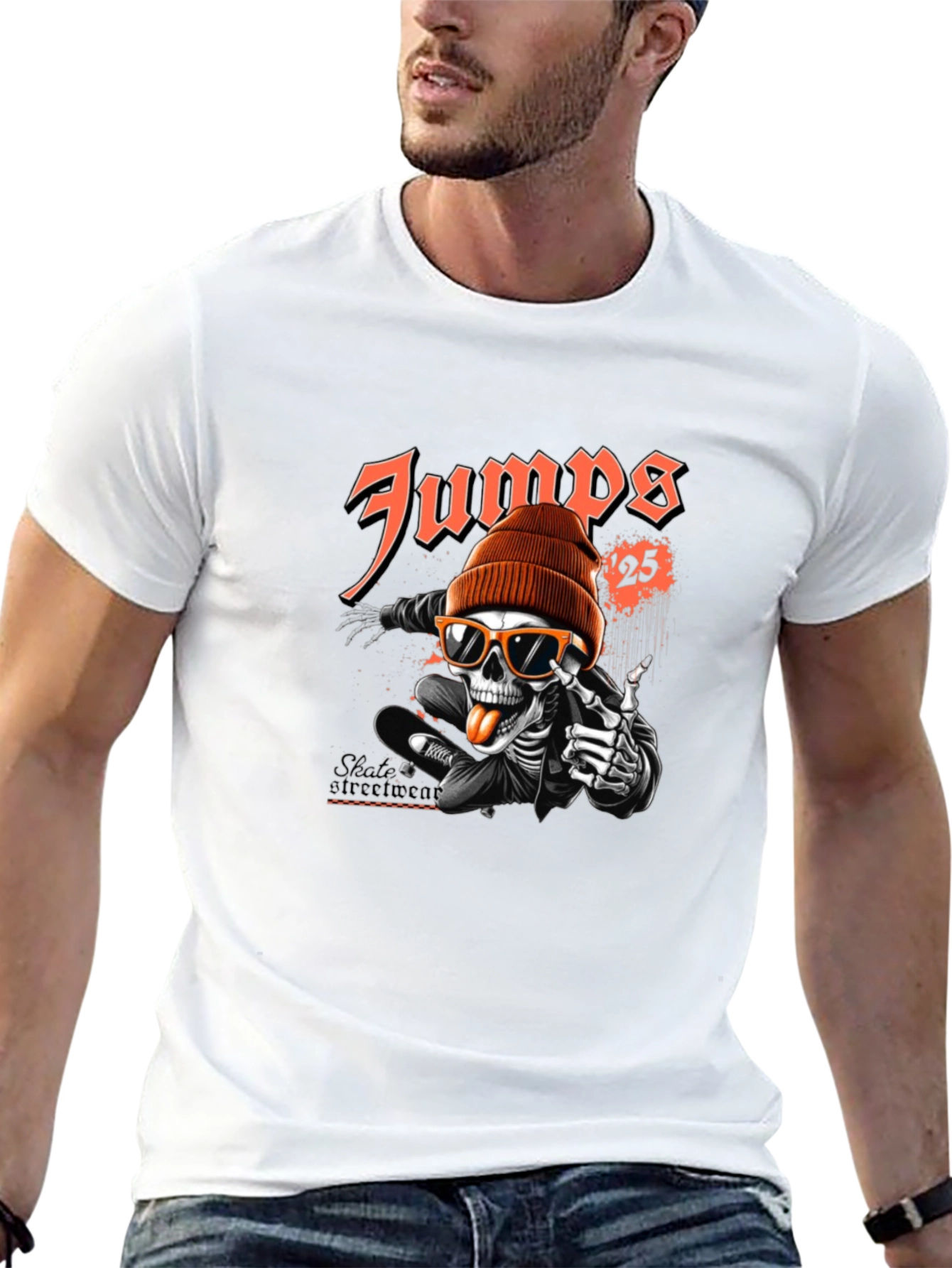Skateboarding Skeleton Graphic Tee