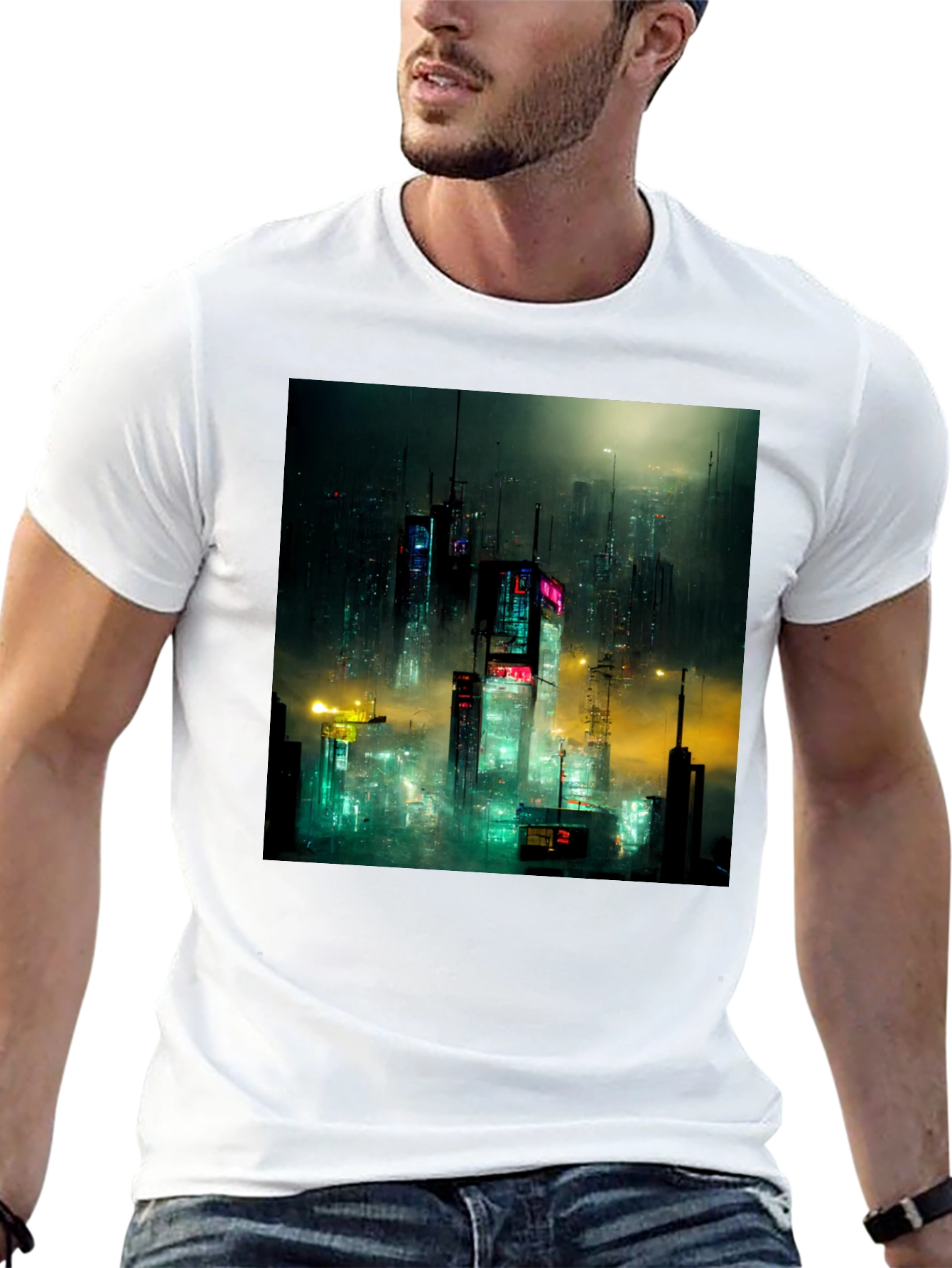 Cyberpunk Cityscape Graphic Tee - Urban Style