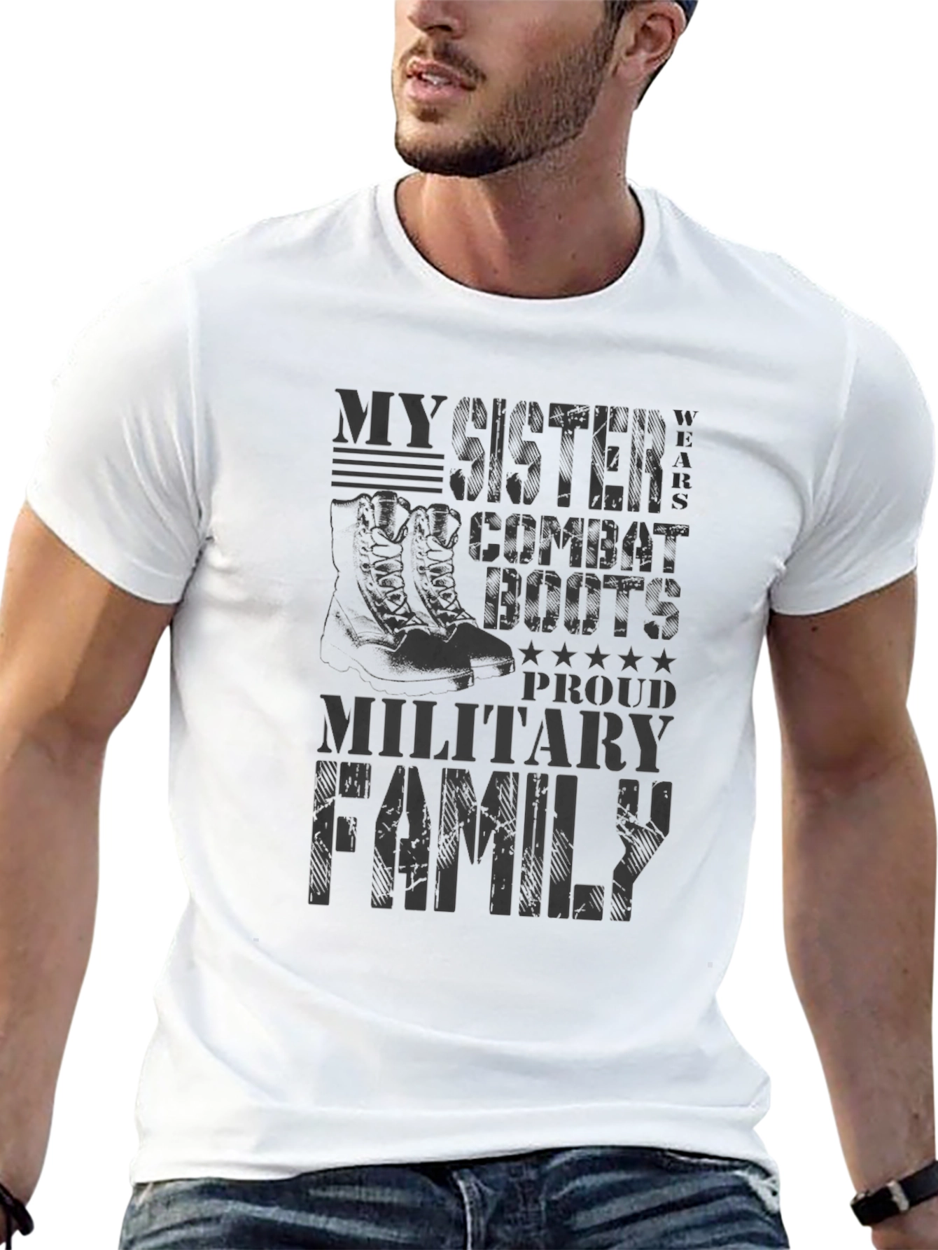My Sister Wears Combat Boots Military Family T-Shirt