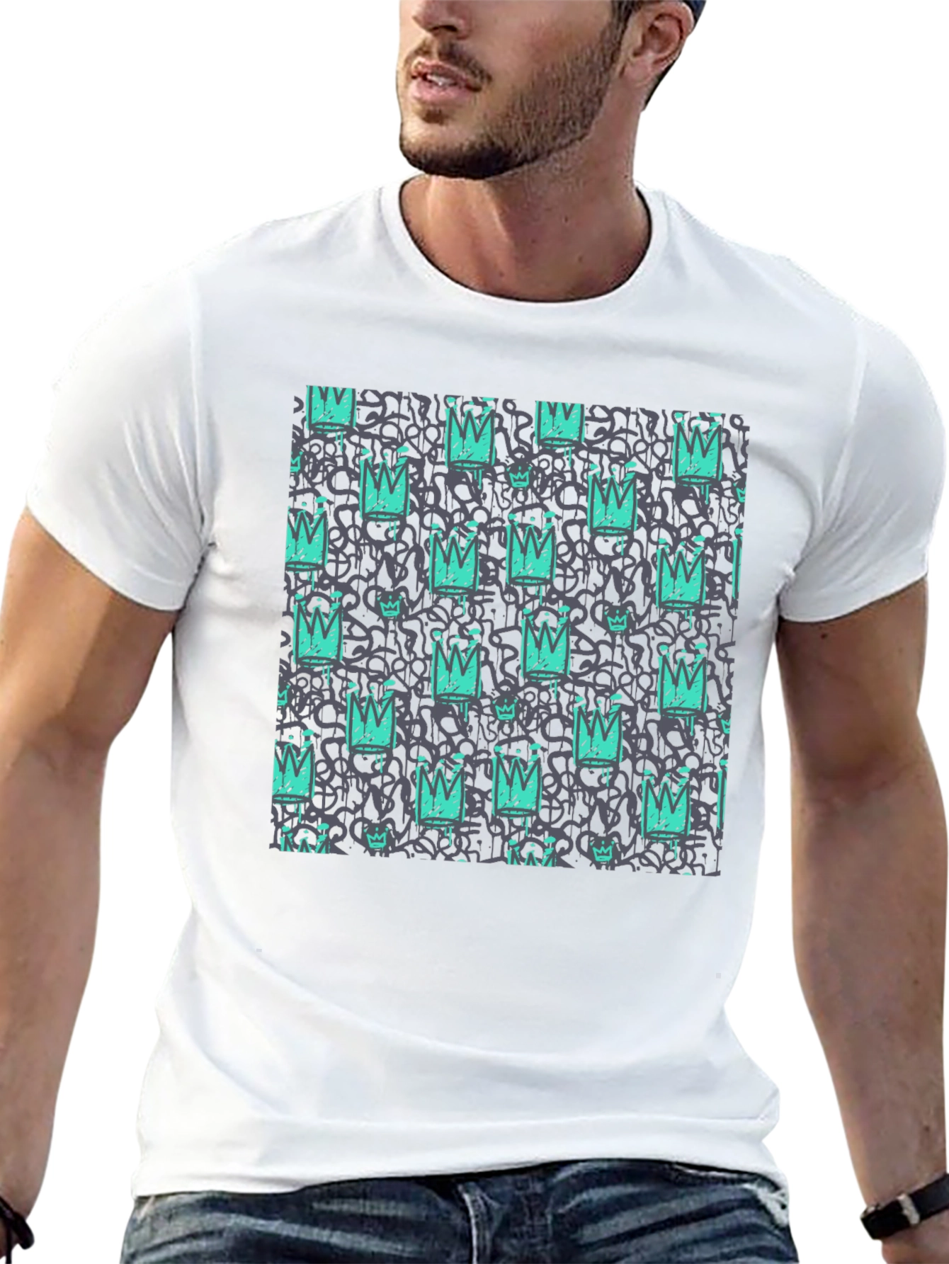 Crown Graffiti Print T-Shirt
