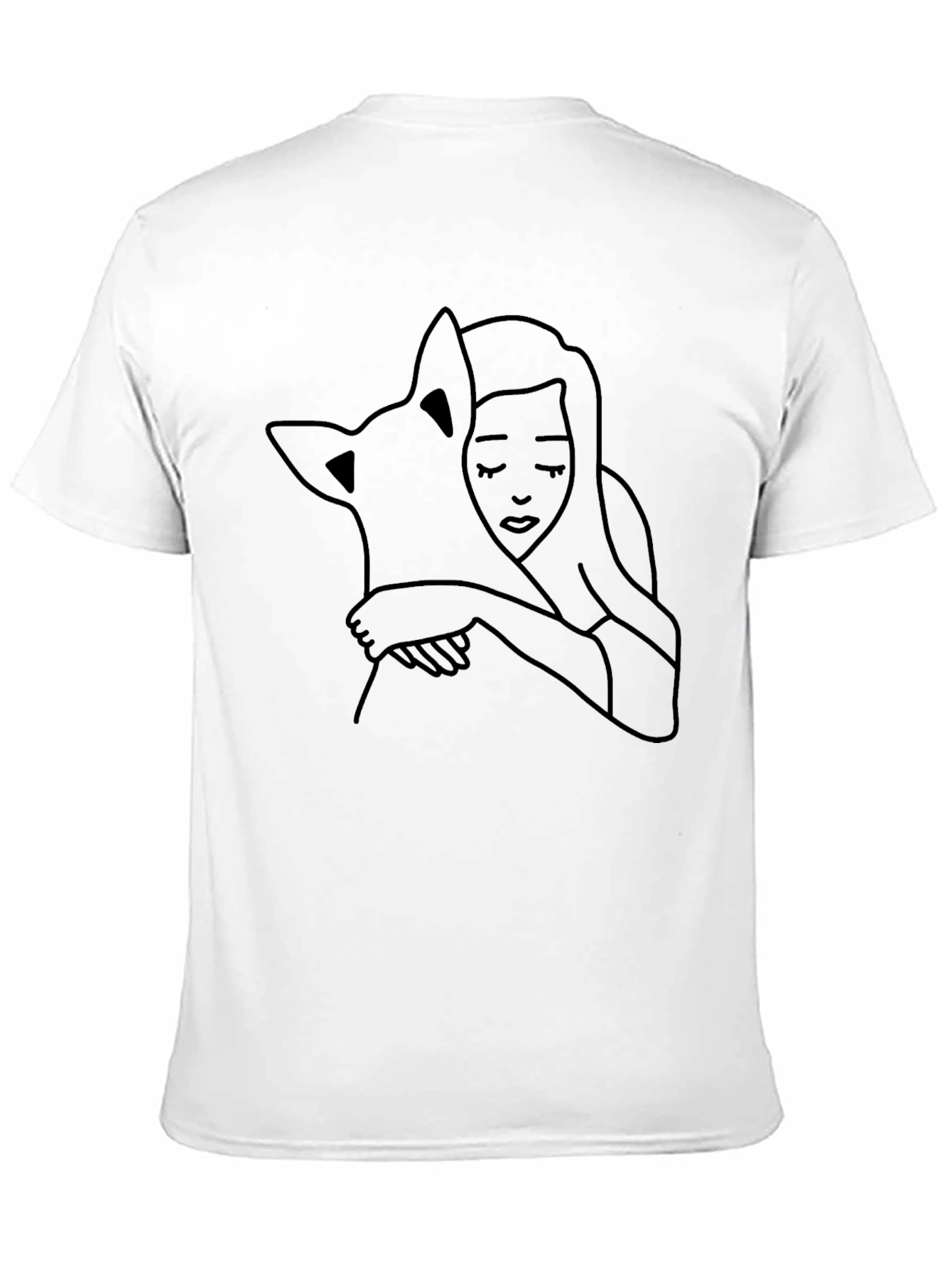 Black Graphic Tee - Woman & Dog Line Art