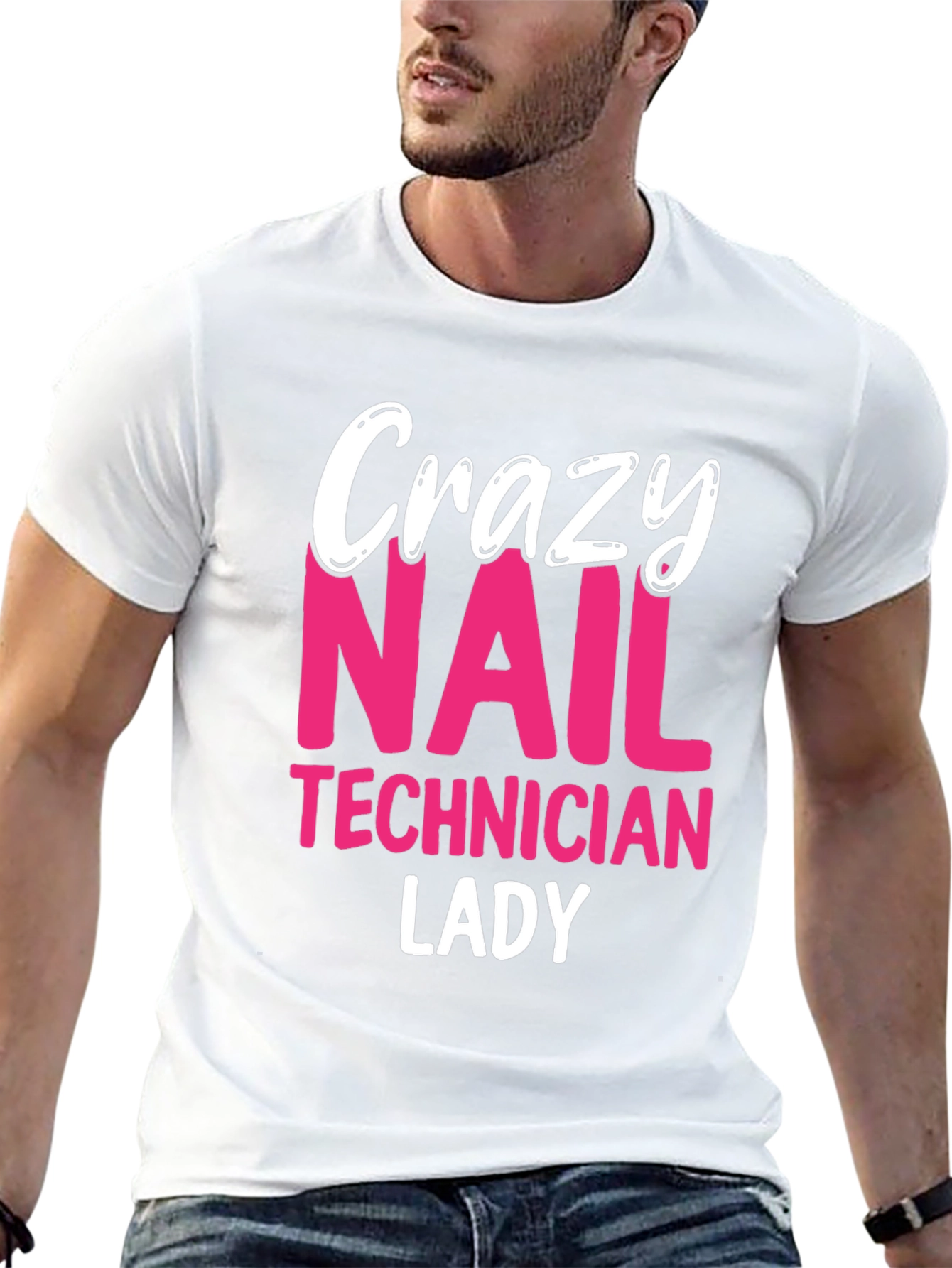 Crazy Nail Technician Lady T-Shirt - Black