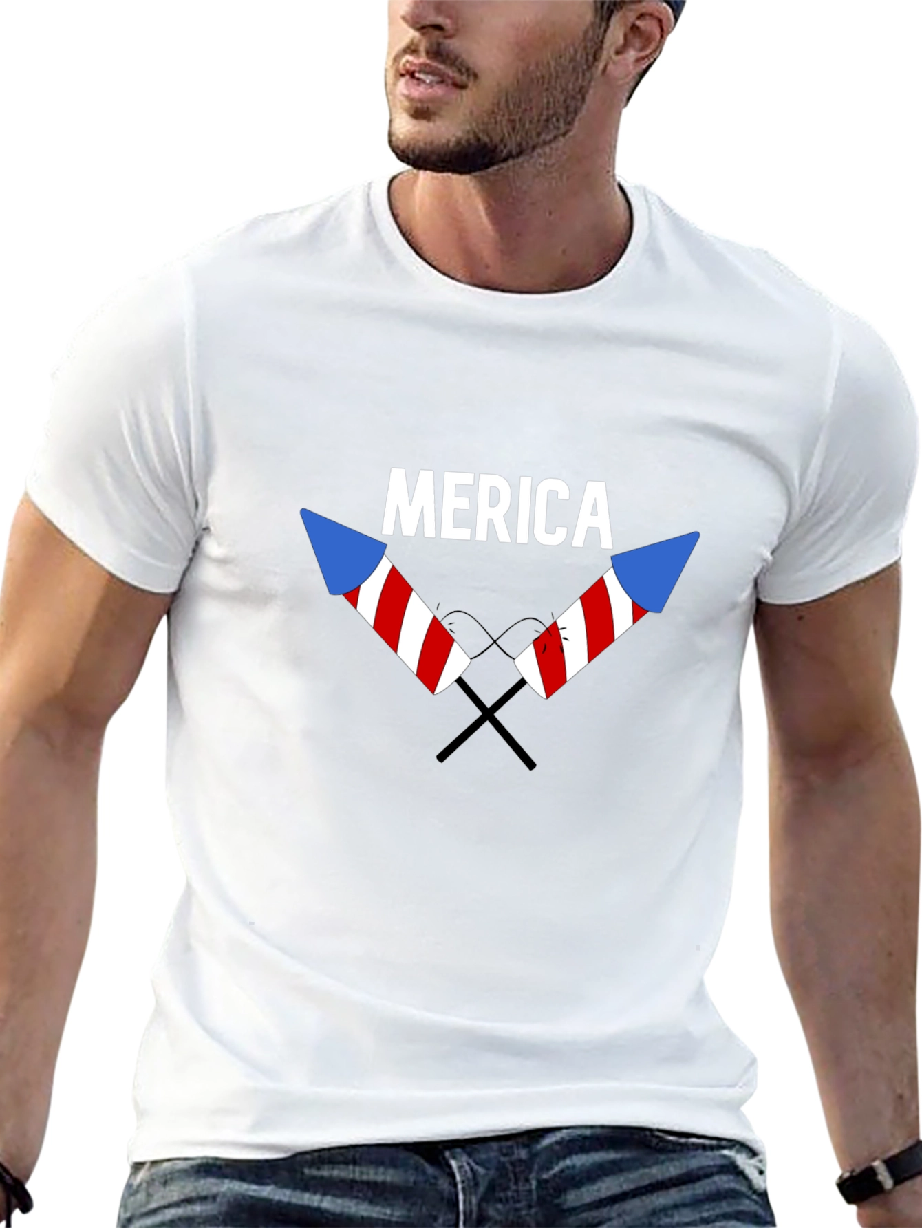 Merica Patriotic T-Shirt - Stars & Stripes Fireworks