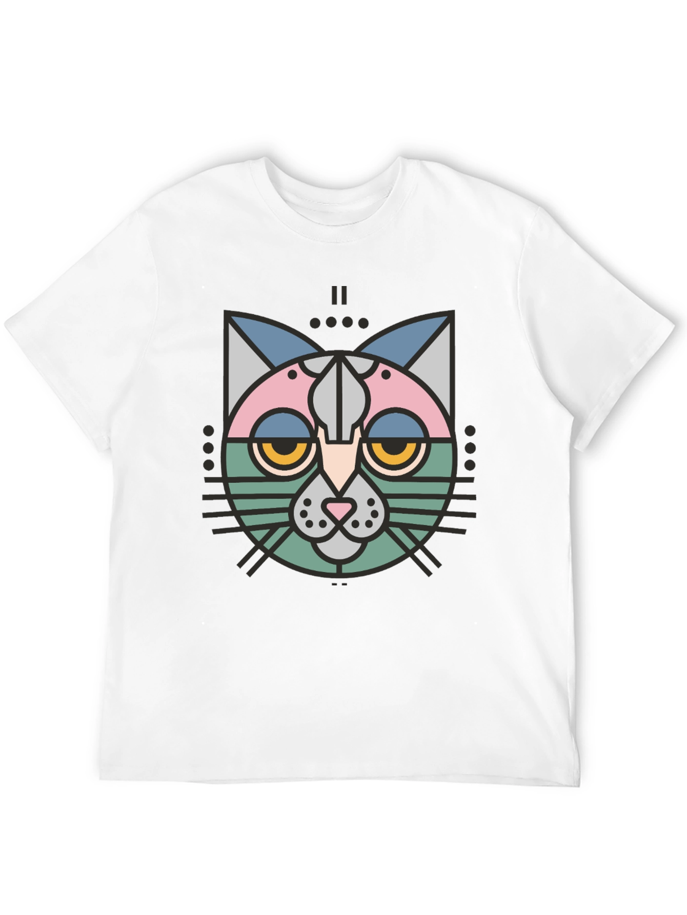 Abstract Geometric Cat Graphic T-Shirt