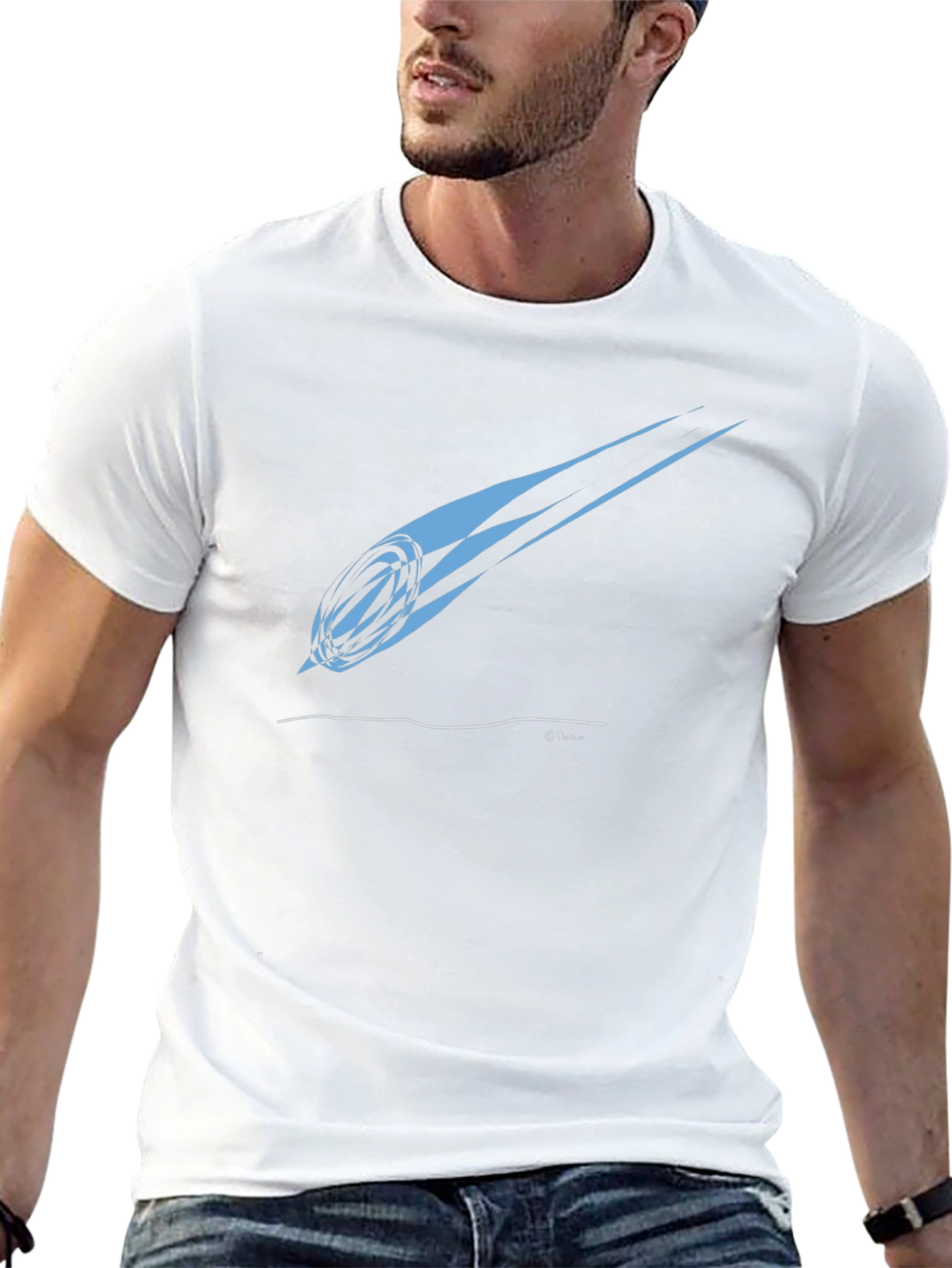 Stylish Rugby Ball Comet Graphic Tee - Black