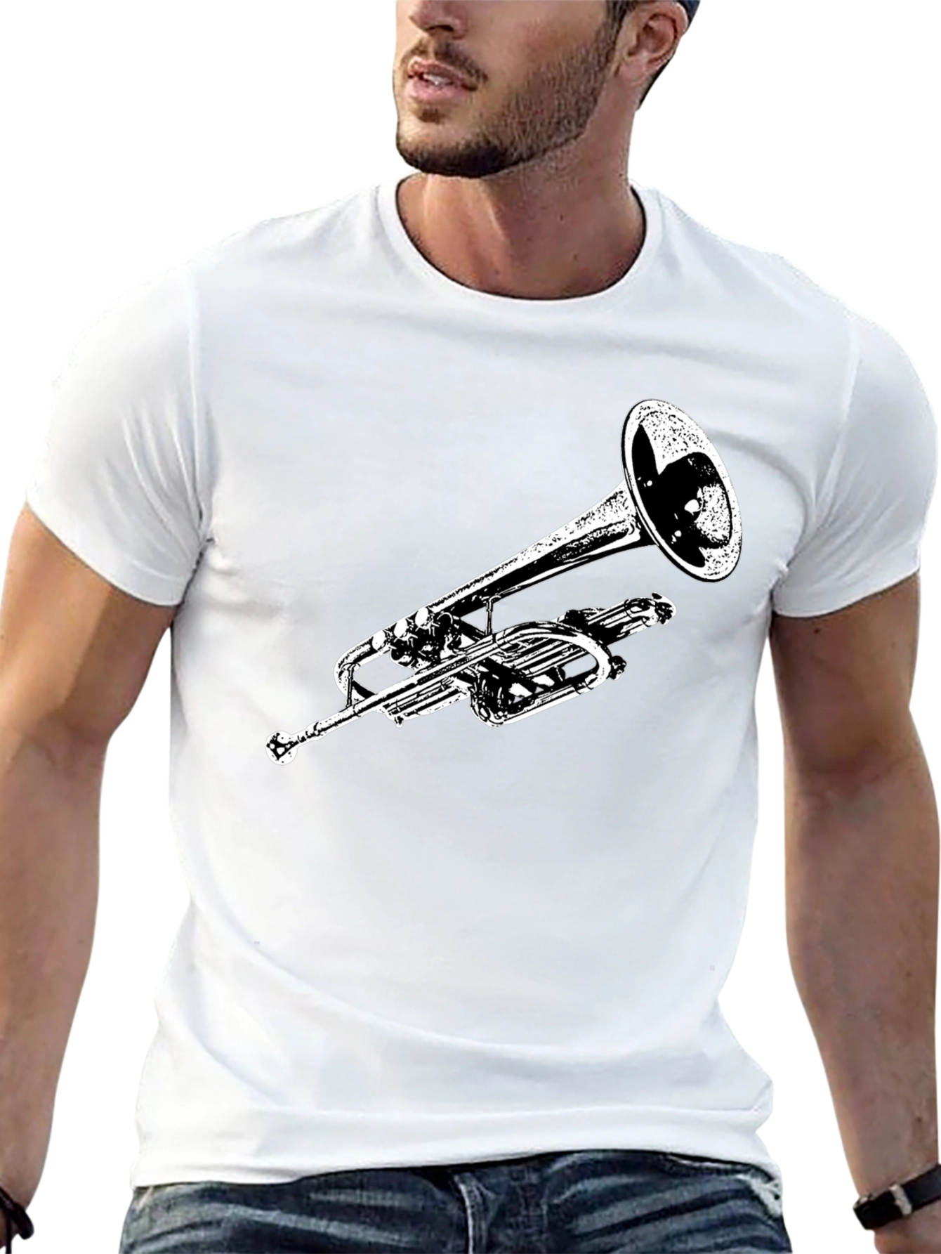 Trumpet Graphic Black T-Shirt - Musician Tee
