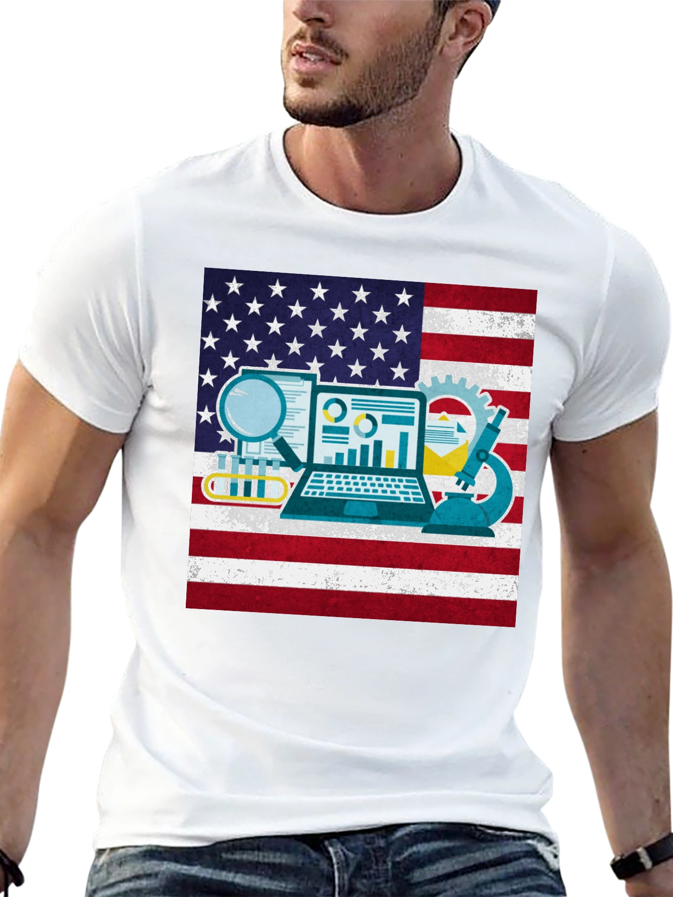Science & USA Flag T-Shirt