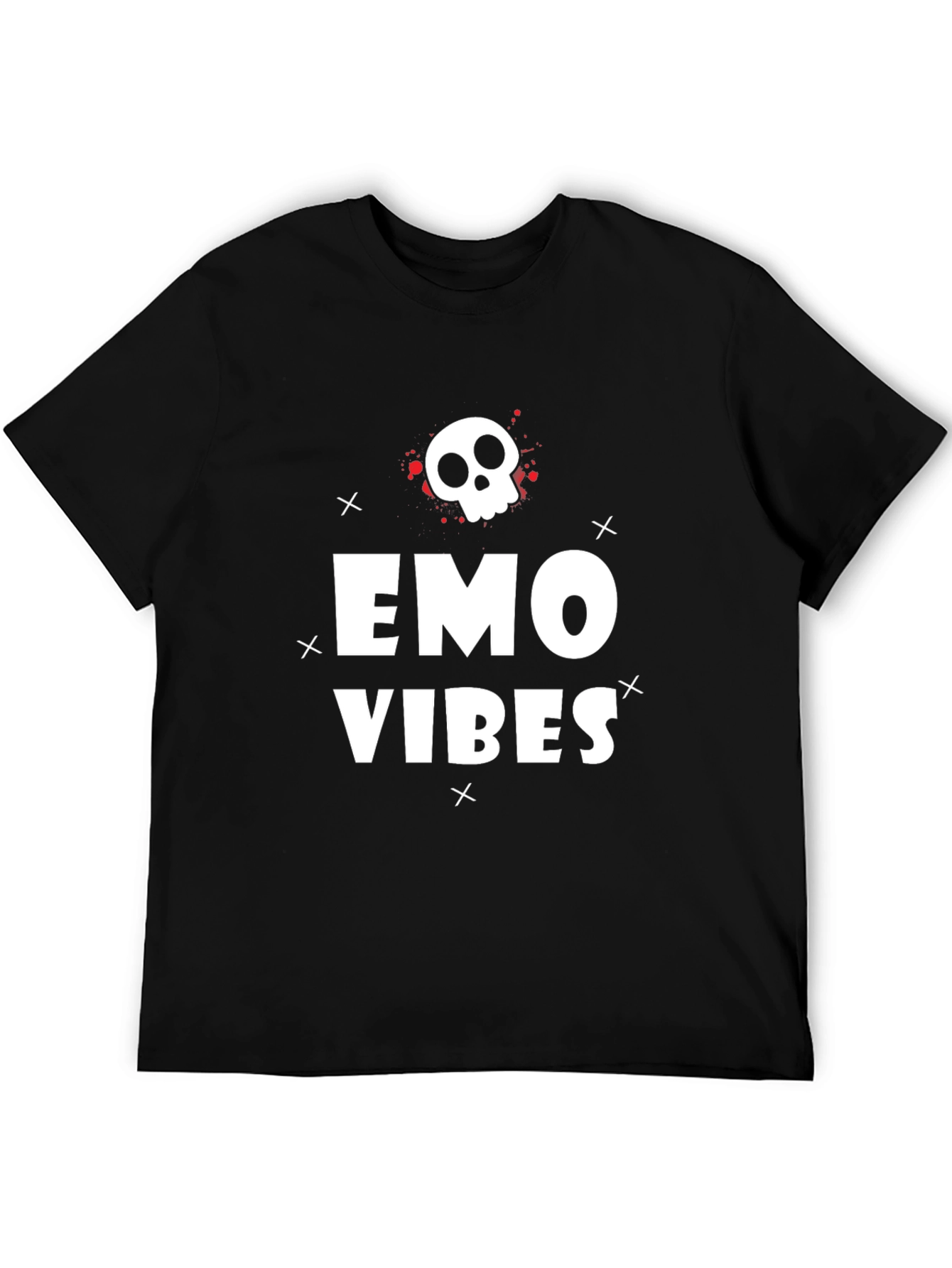 Emo Vibes Graphic T-Shirt - Black Casual Tee