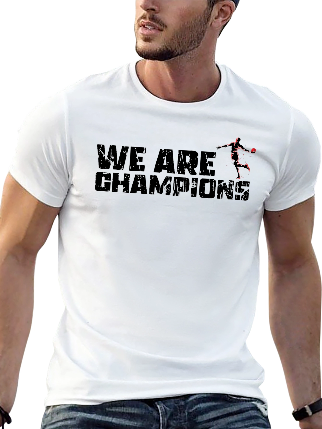 We Are Champions Graphic Tee - Black Cotton Shirt