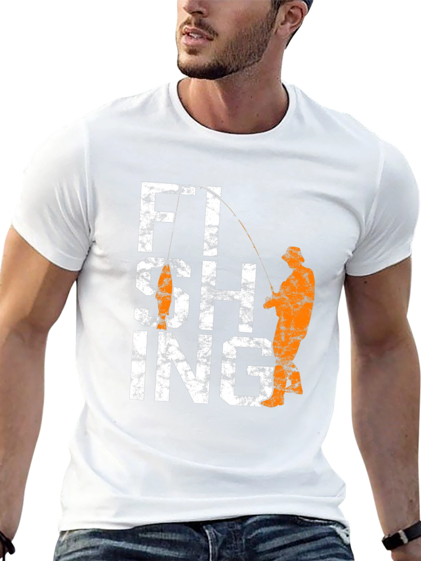 Fishing Graphic Tee - Black Cotton Angler T-Shirt